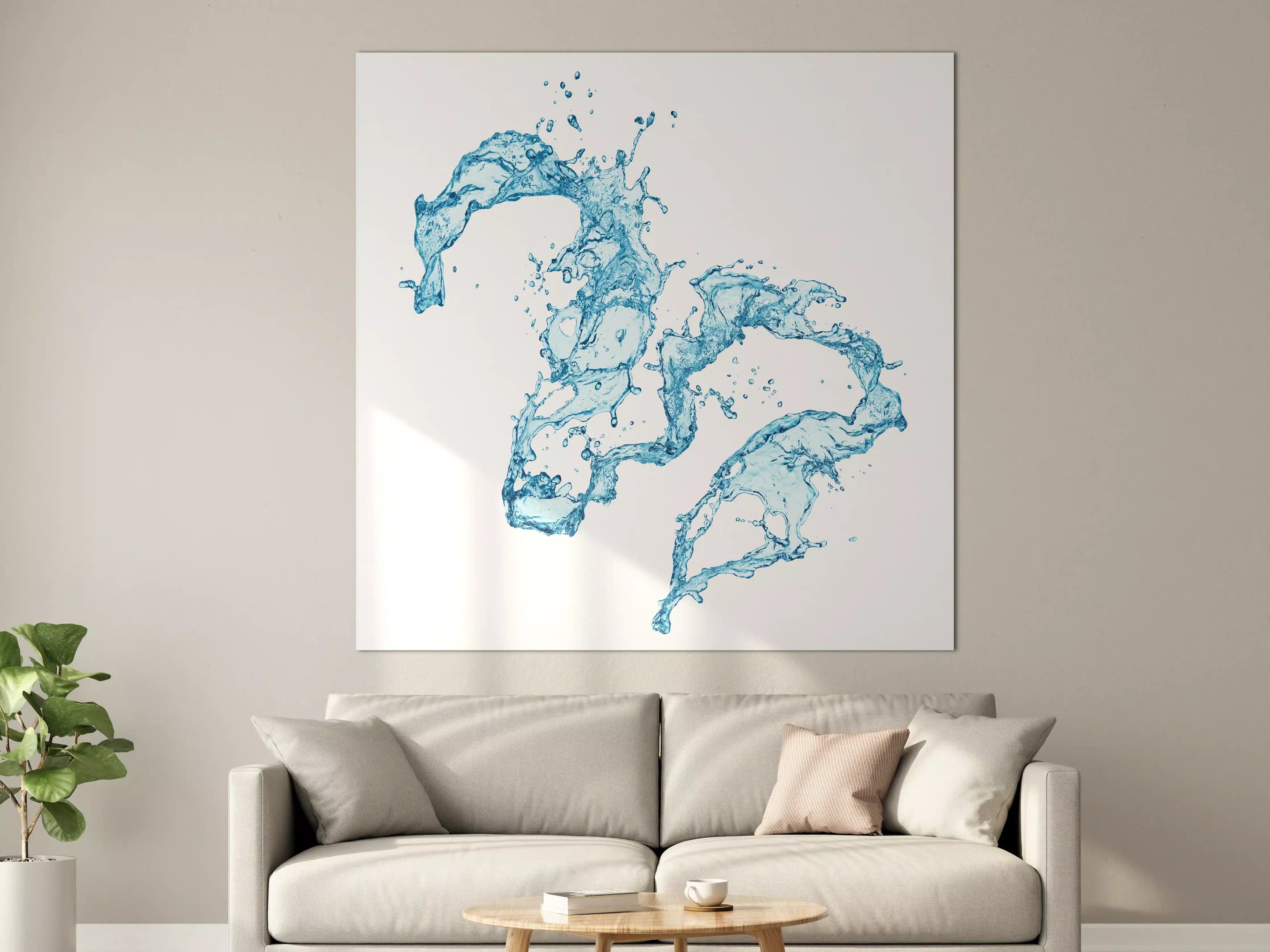 Große Wandbilder - Blaue Wasser Spritzer weißer Hintergrund