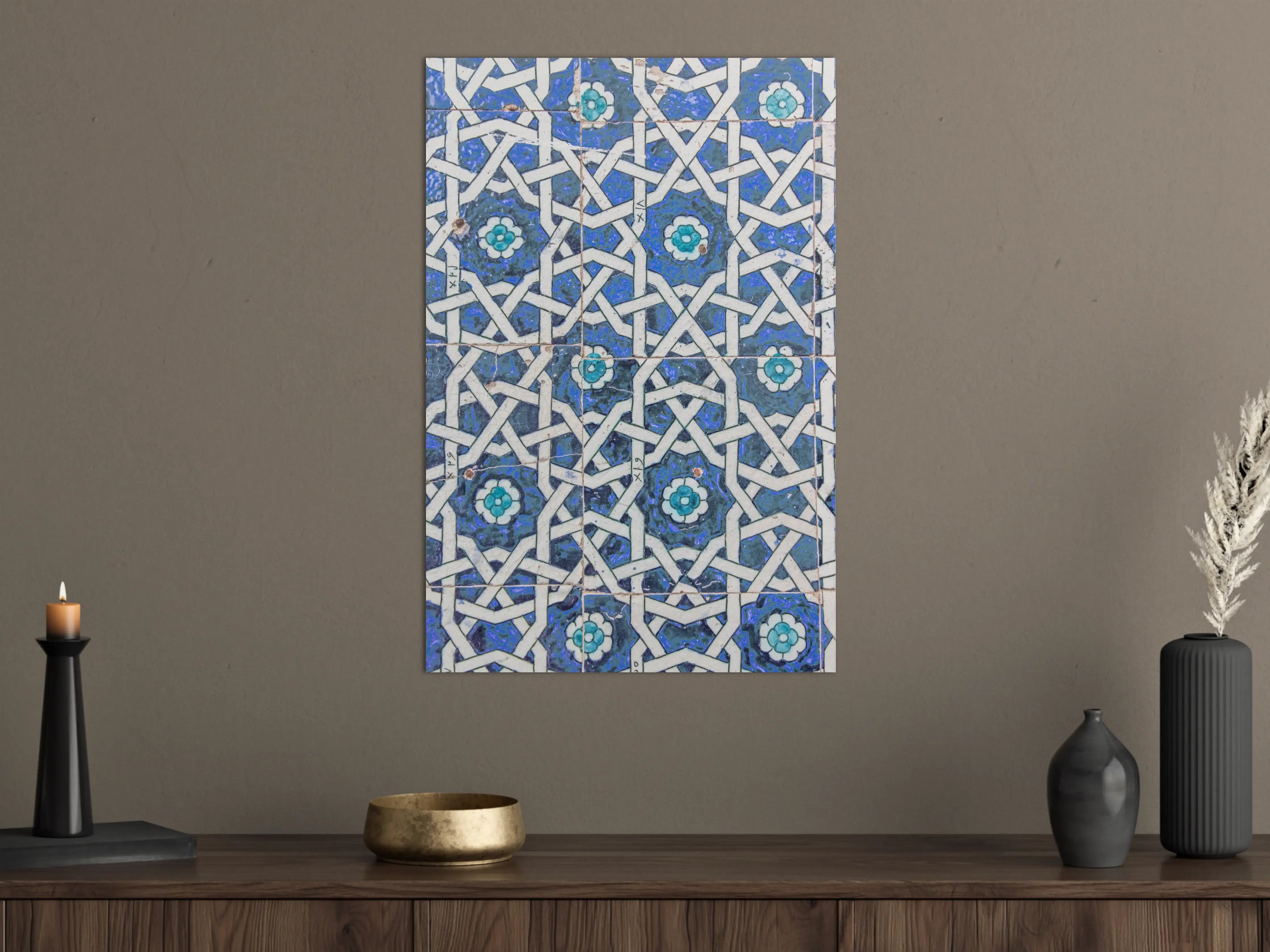Große Wandbilder - Blaue islamische Fliesen mit geometrischem Muster