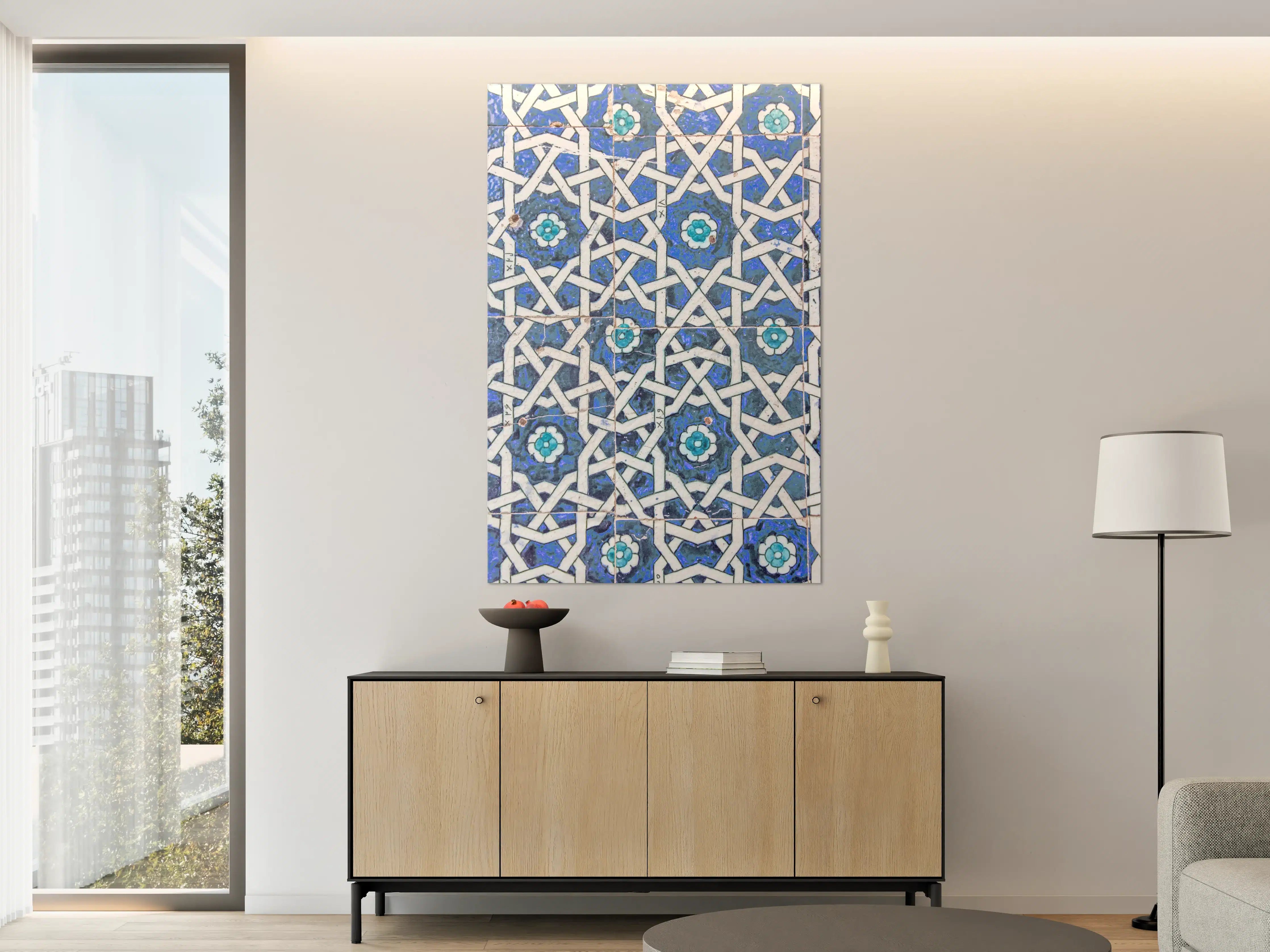 Große Wandbilder - Blaue islamische Fliesen mit geometrischem Muster