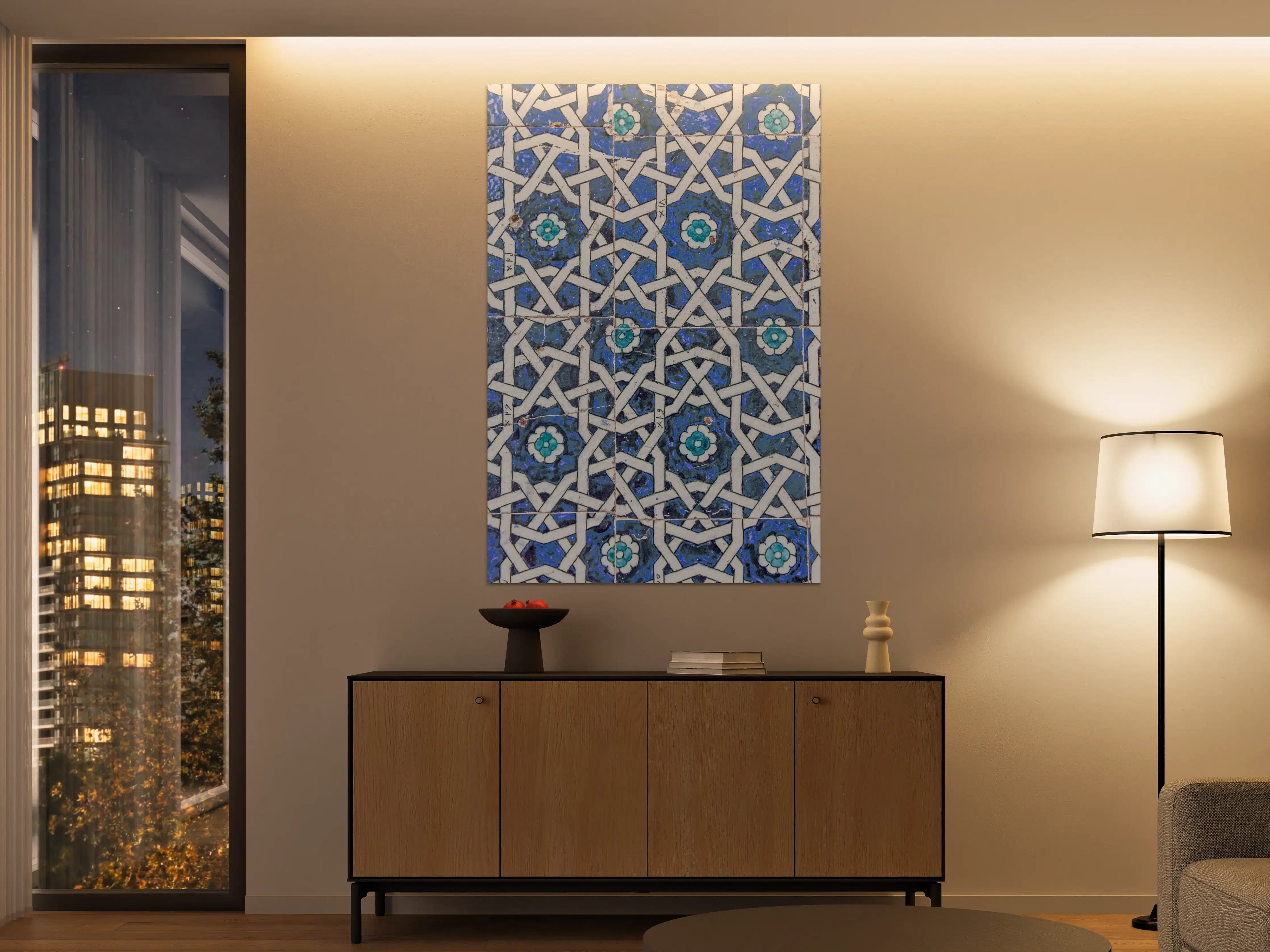Große Wandbilder - Blaue islamische Fliesen mit geometrischem Muster