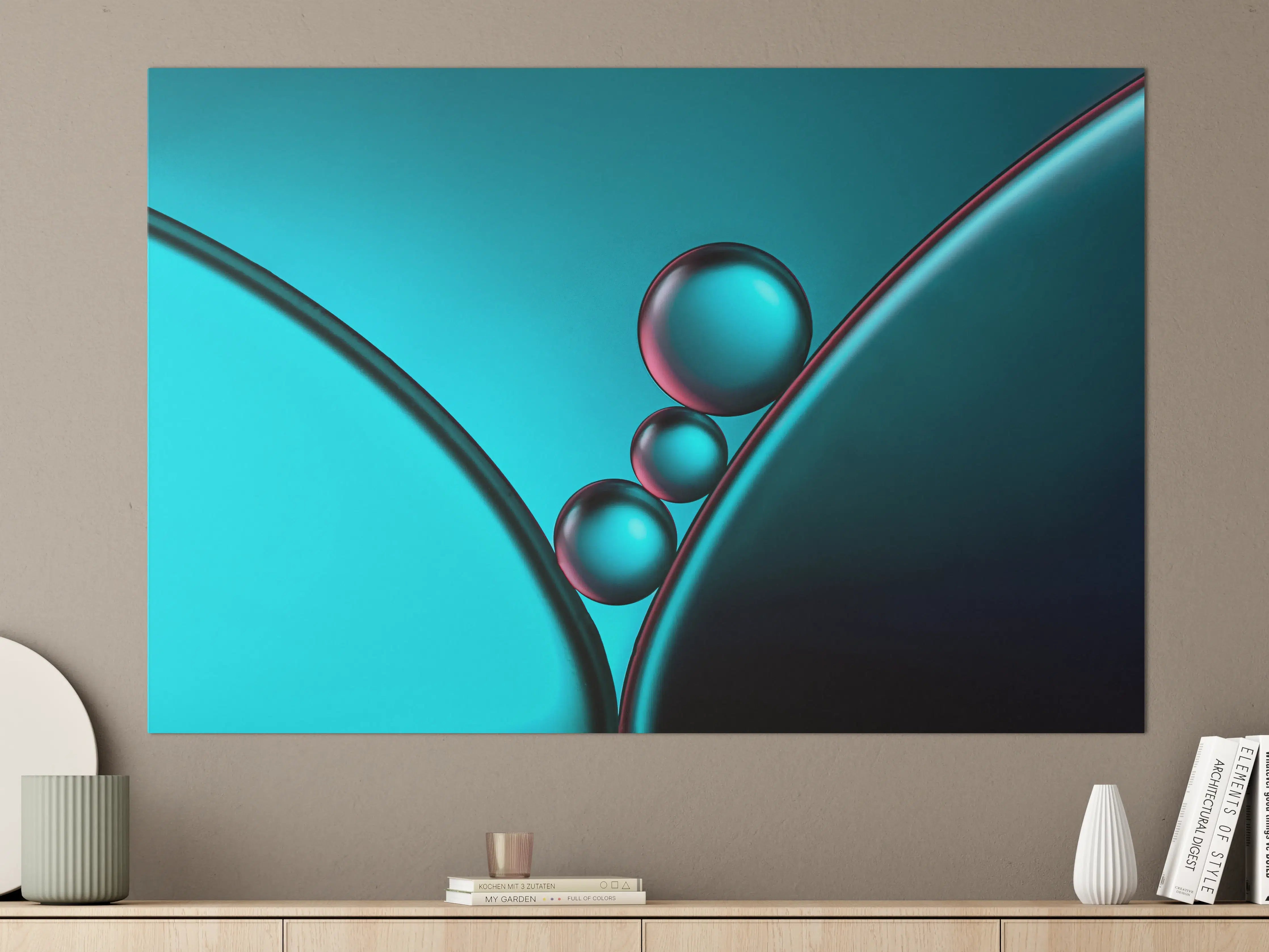 Große Wandbilder - Blaue und schwarze Kugeln in abstraktem Design
