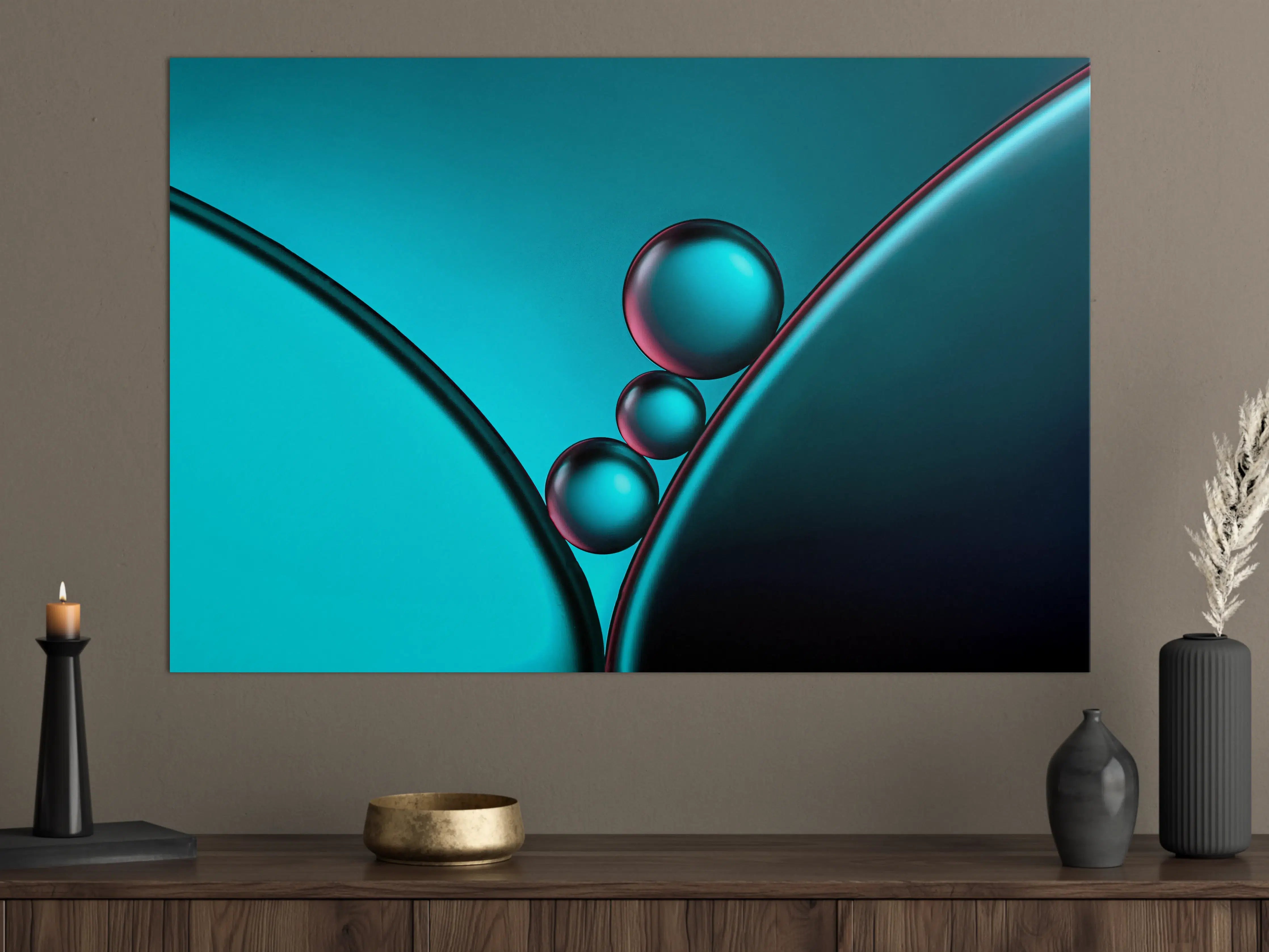 Große Wandbilder - Blaue und schwarze Kugeln in abstraktem Design