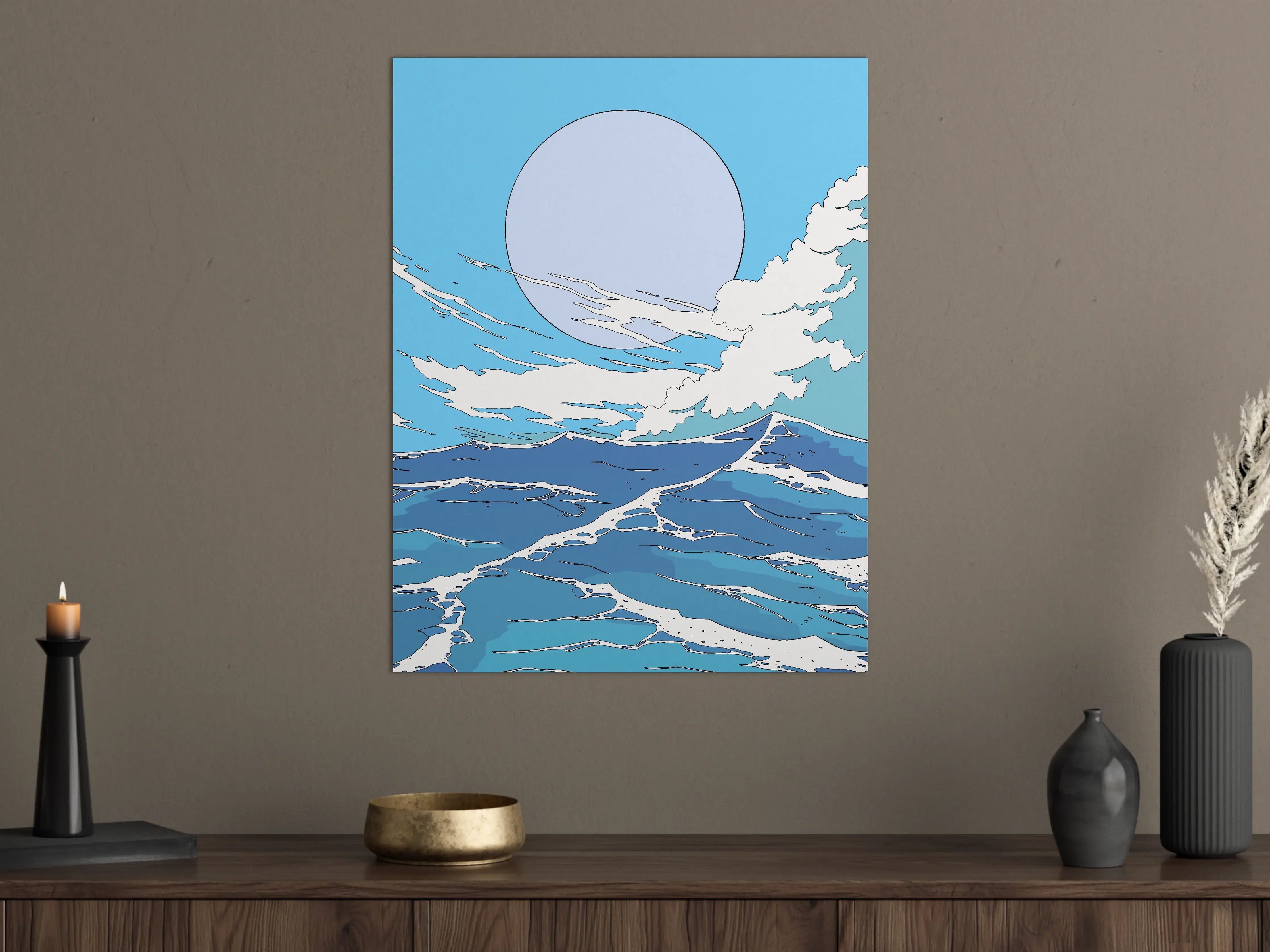 Große Wandbilder - Blauer Himmel über Meereswellen