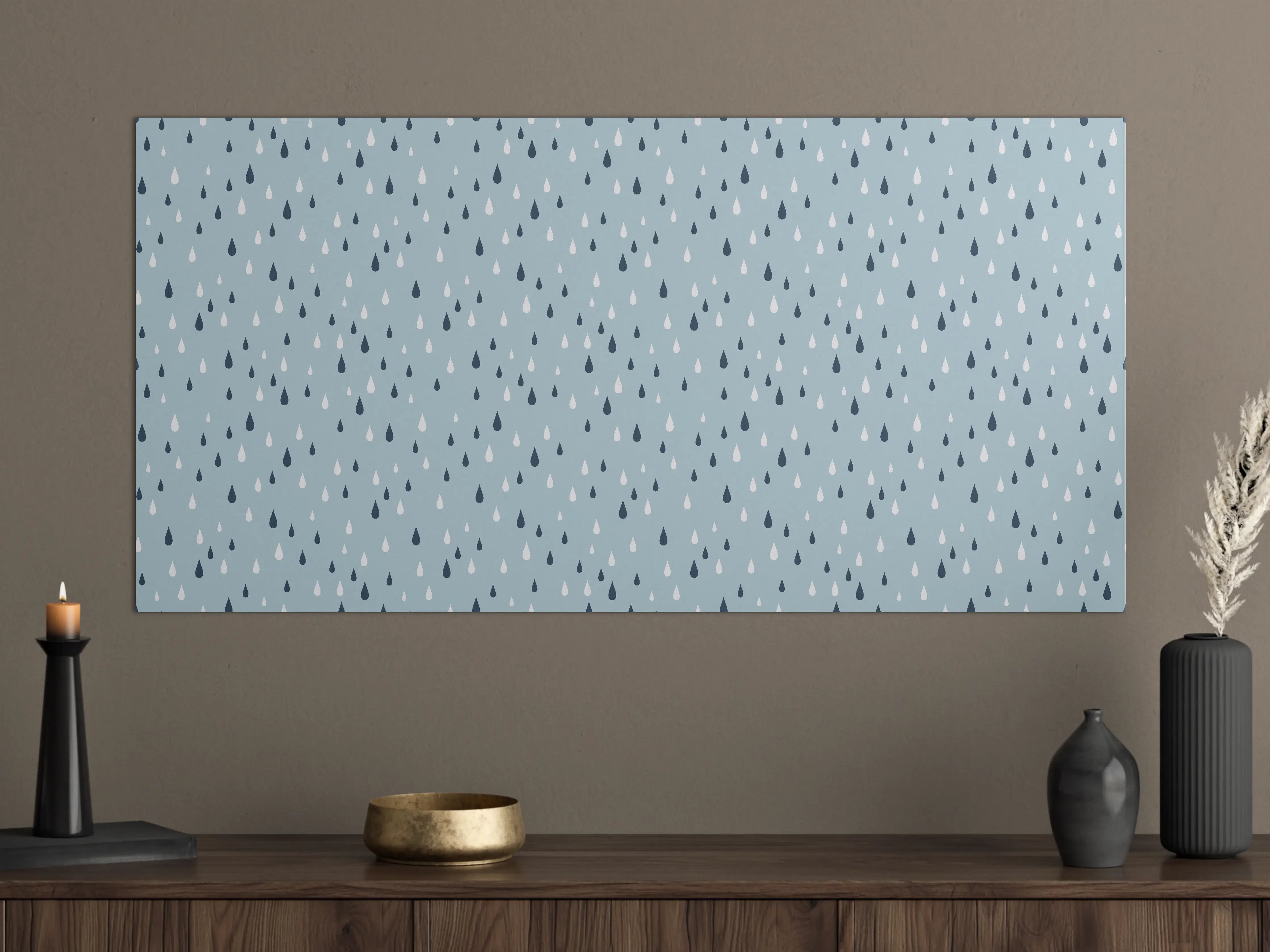 Große Wandbilder - Blauer Hintergrund mit Regentropfen-Design