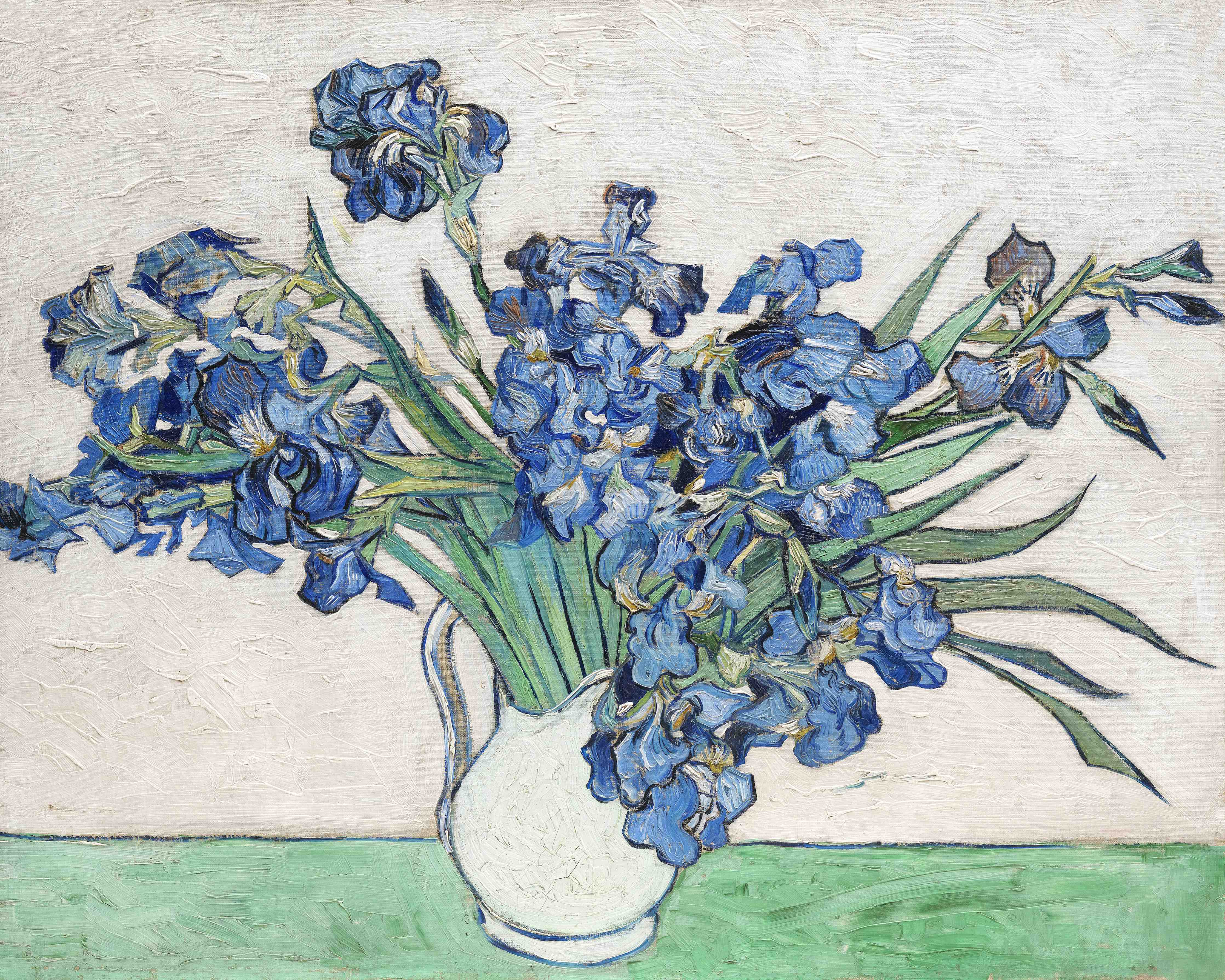 Große Wandbilder-Blauer Iris im weißen Blumenkrug