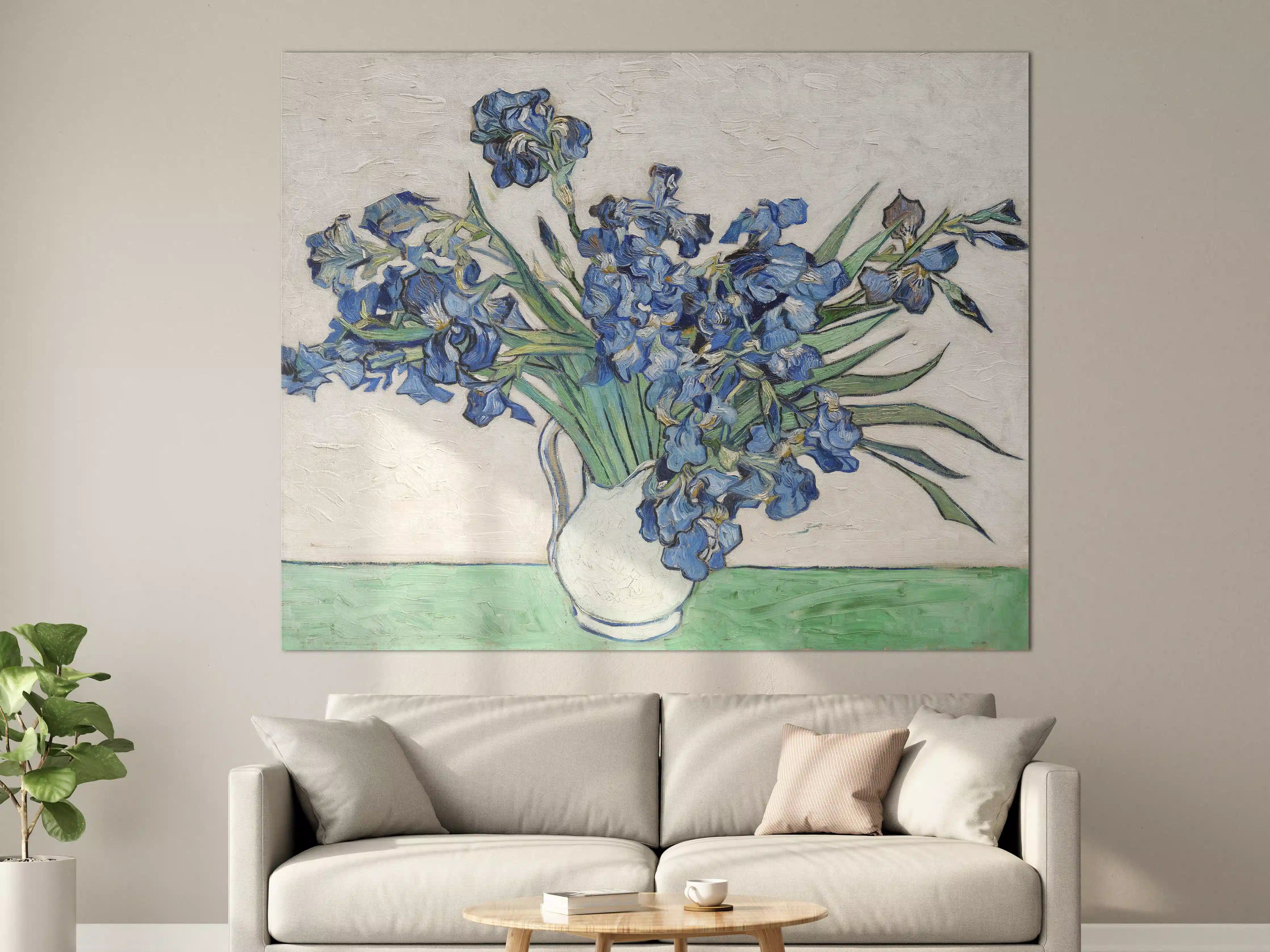 Große Wandbilder - Blauer Iris im weißen Blumenkrug