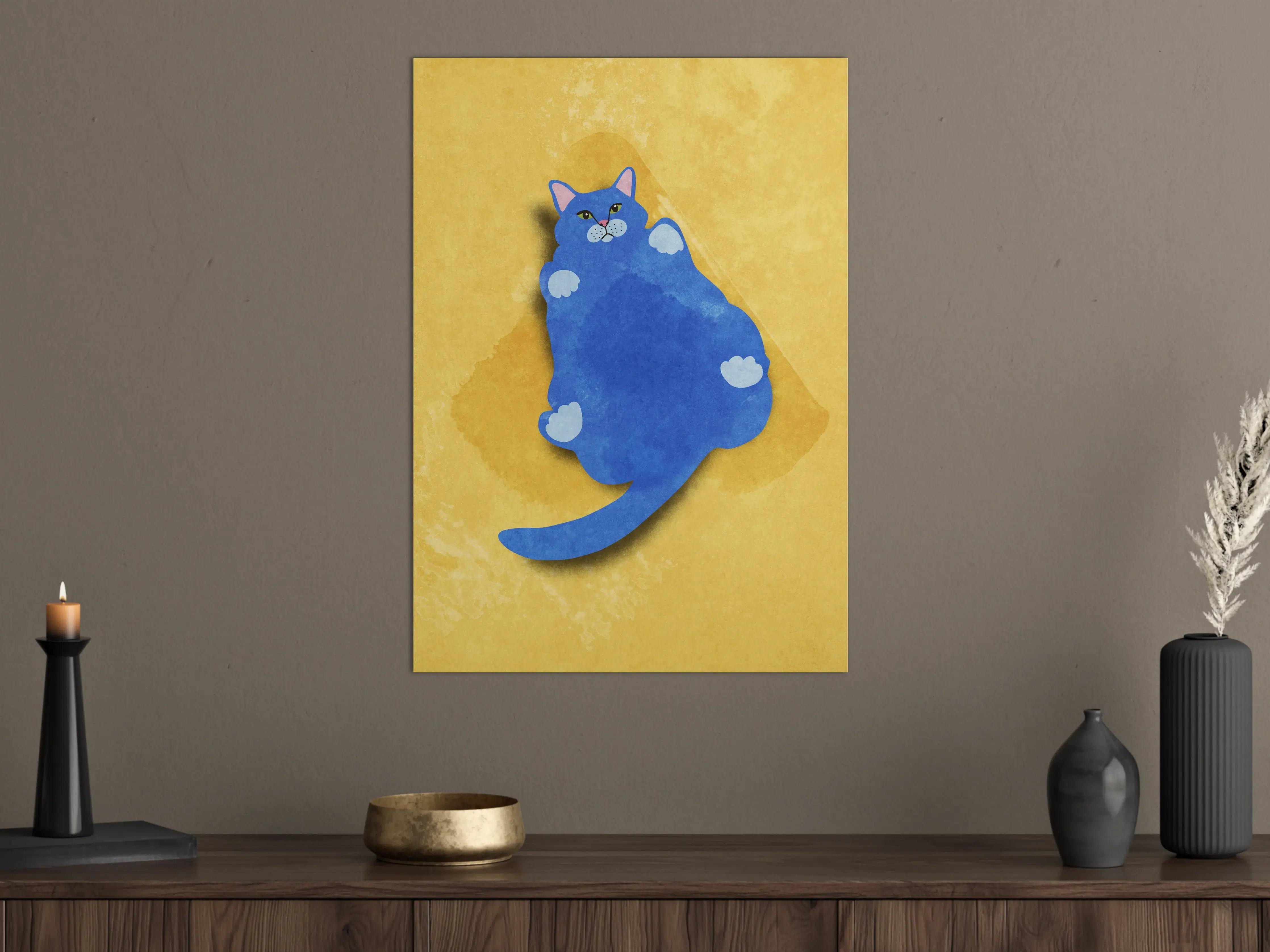 Große Wandbilder - Blauer Lustiger Katzen-Print