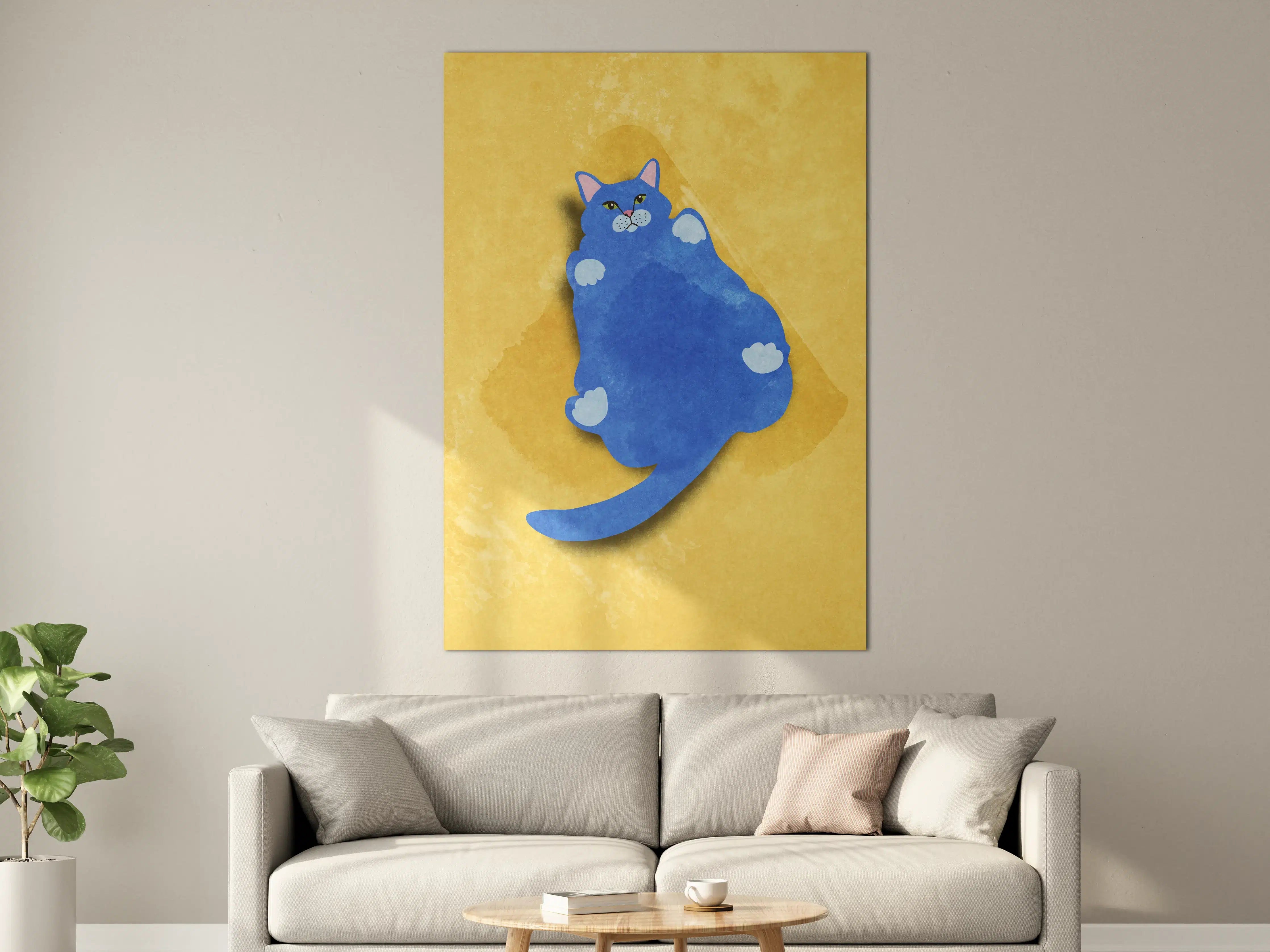Große Wandbilder - Blauer Lustiger Katzen-Print