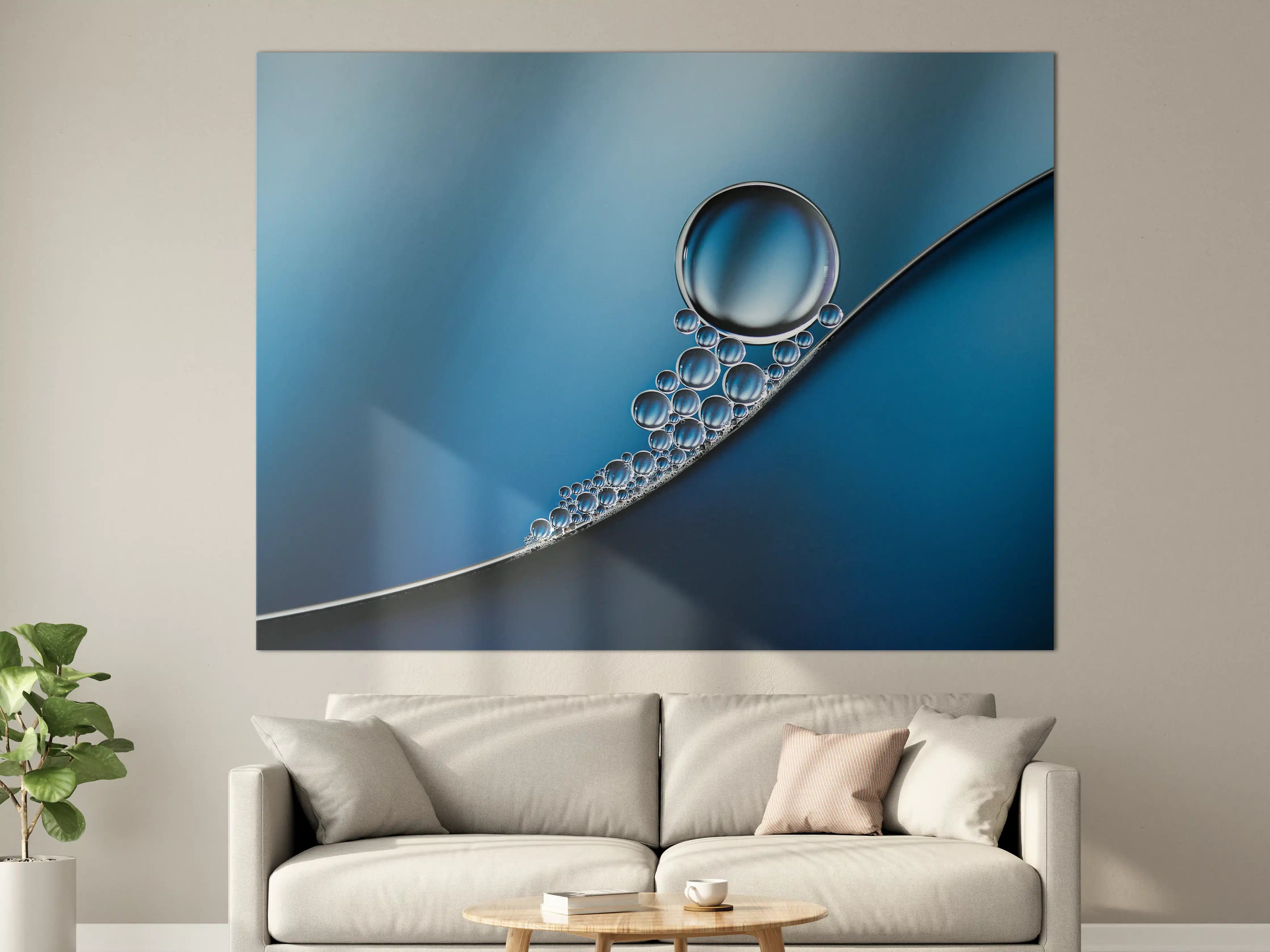 Große Wandbilder - Blauer Wasser- und Glaseffekt mit Bubbles