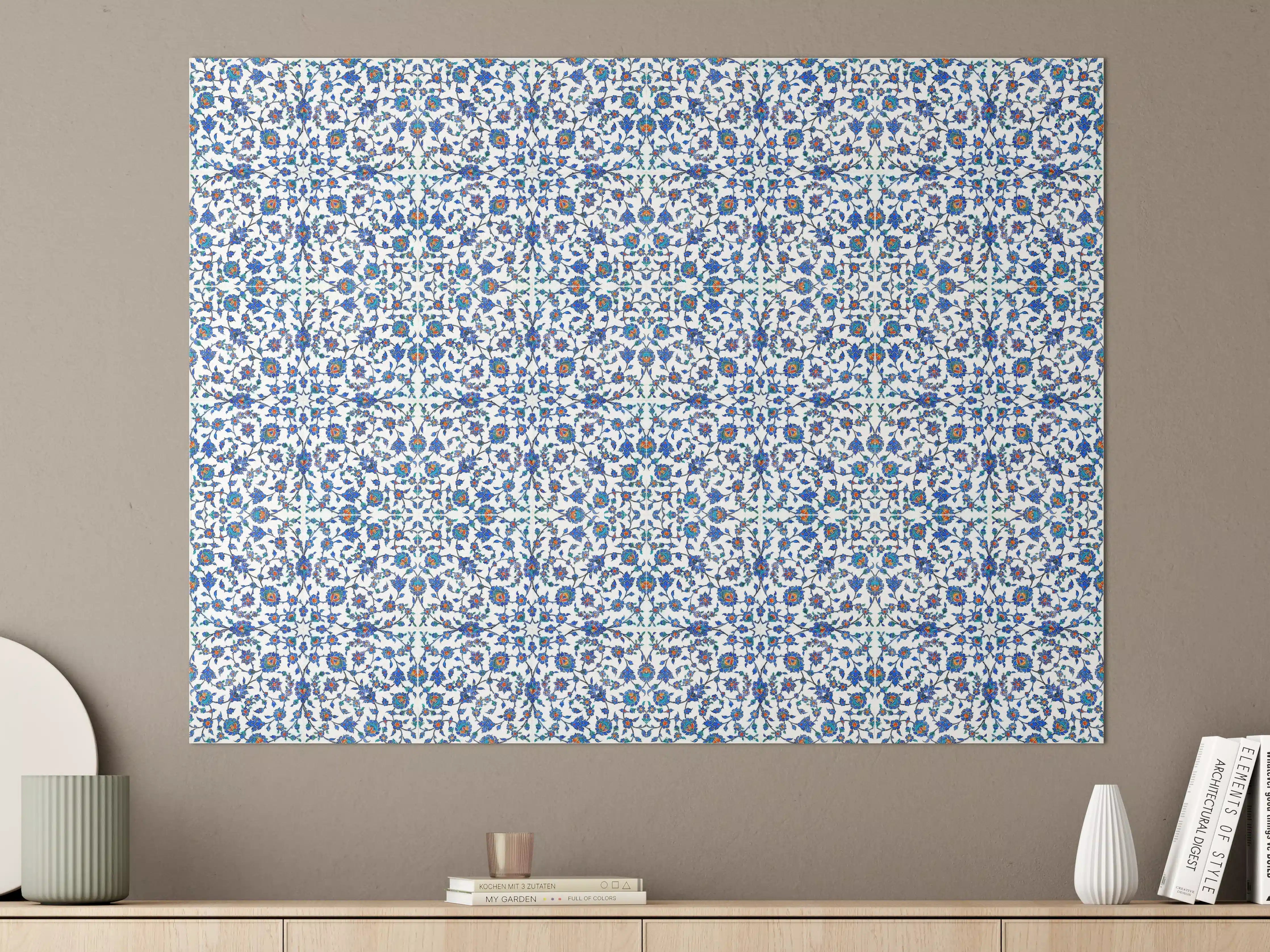 Große Wandbilder - Blaues Blumen-Mosaik-Muster