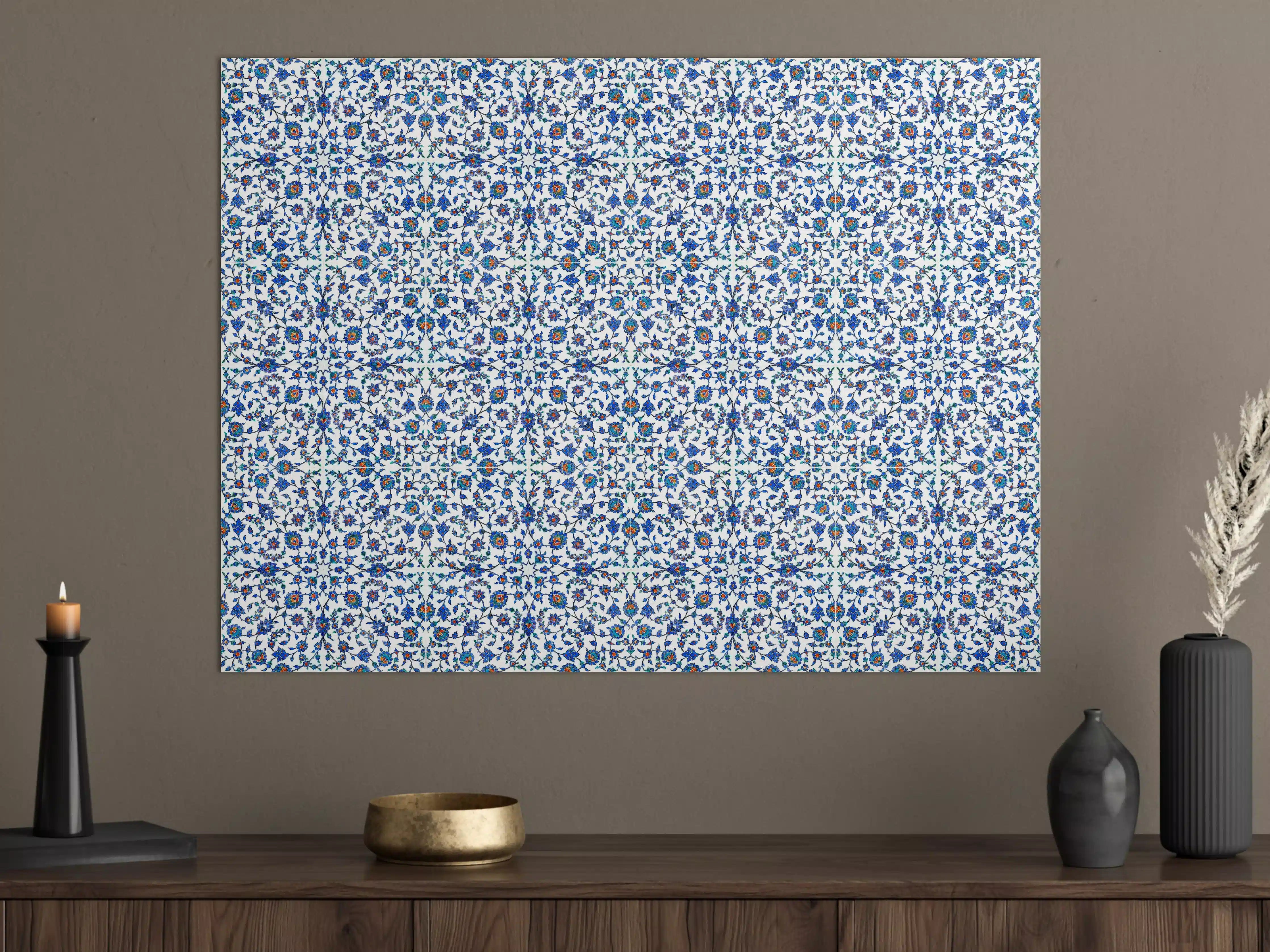Große Wandbilder - Blaues Blumen-Mosaik-Muster