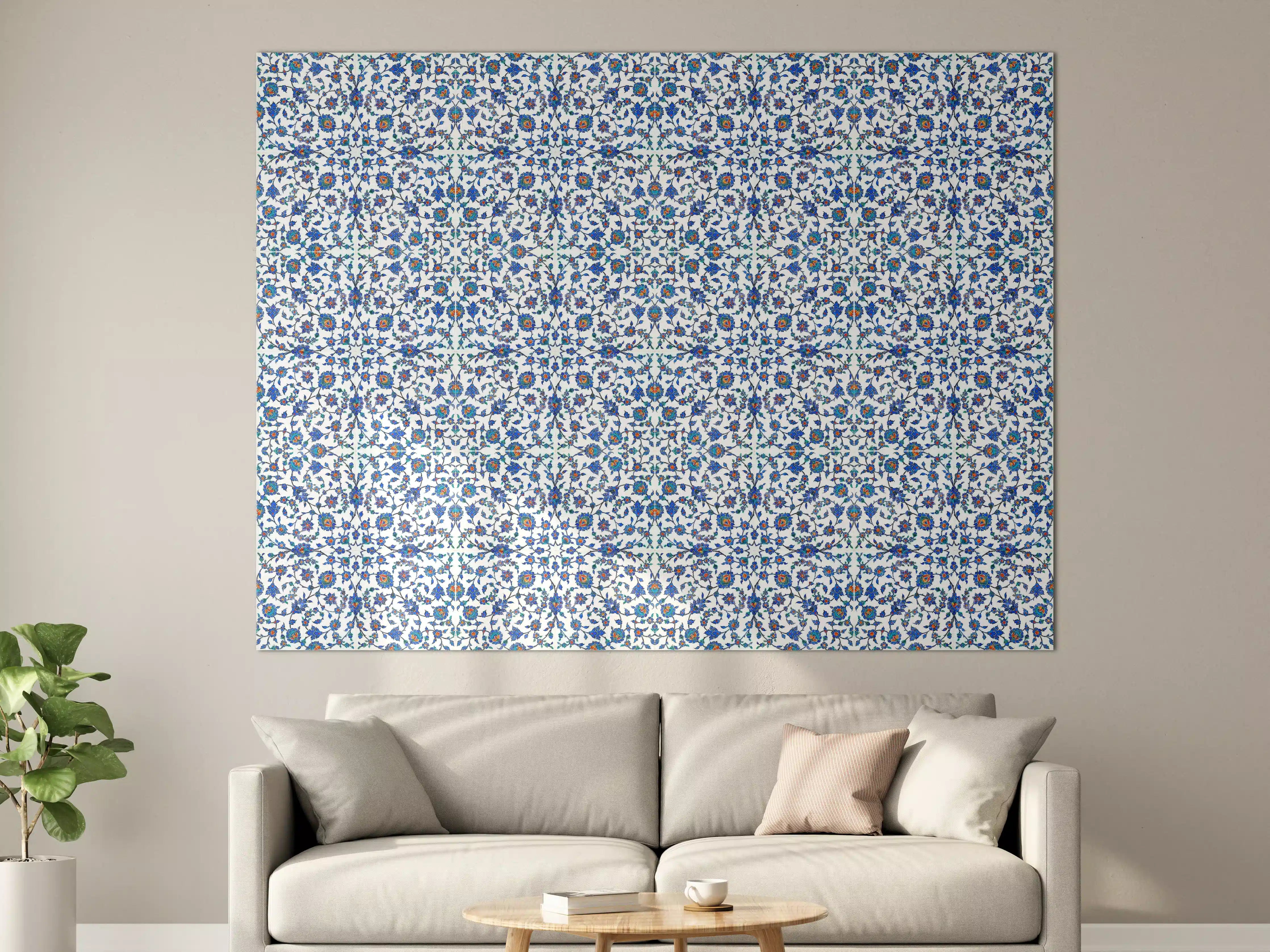 Große Wandbilder - Blaues Blumen-Mosaik-Muster