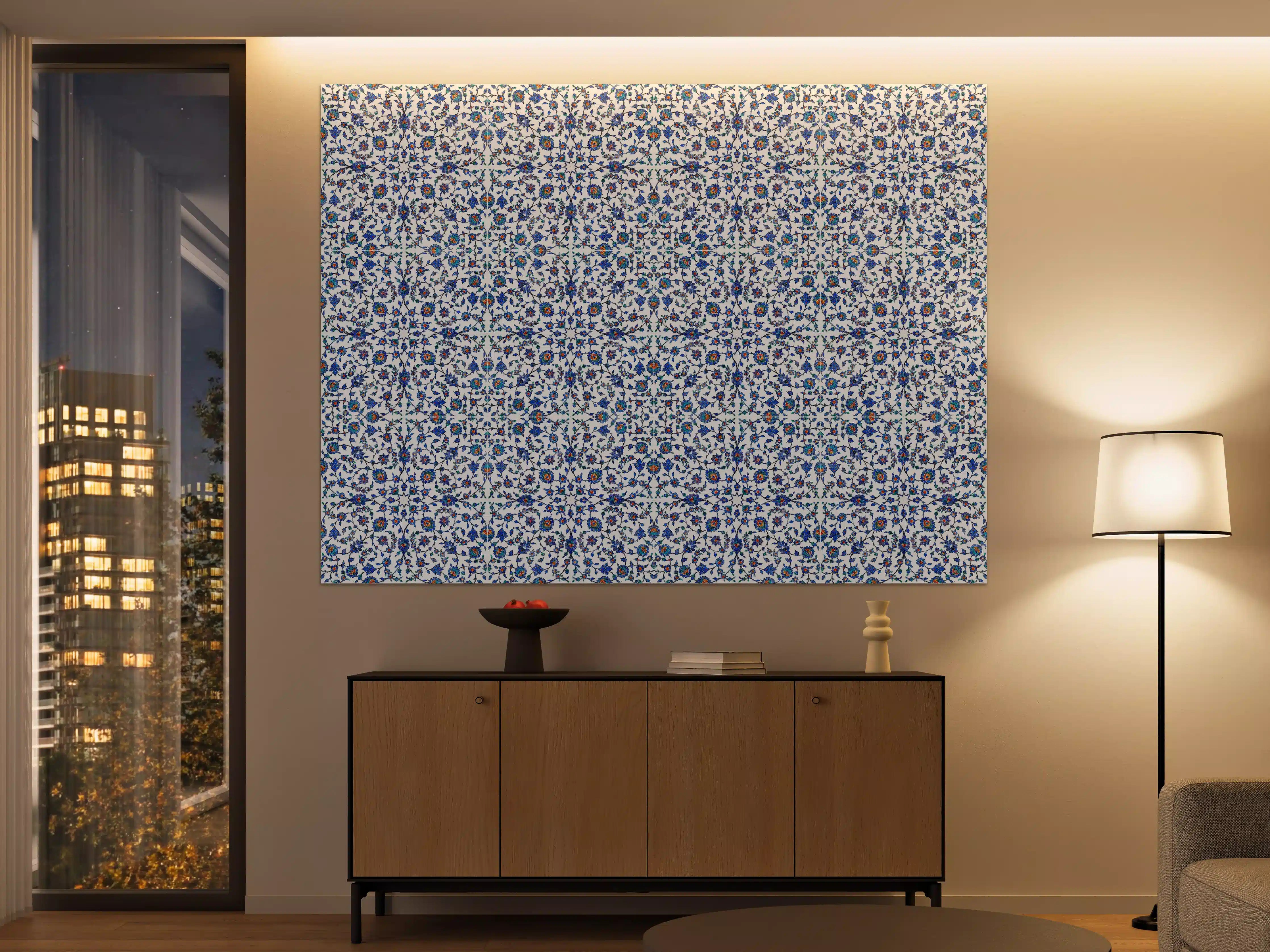 Große Wandbilder - Blaues Blumen-Mosaik-Muster