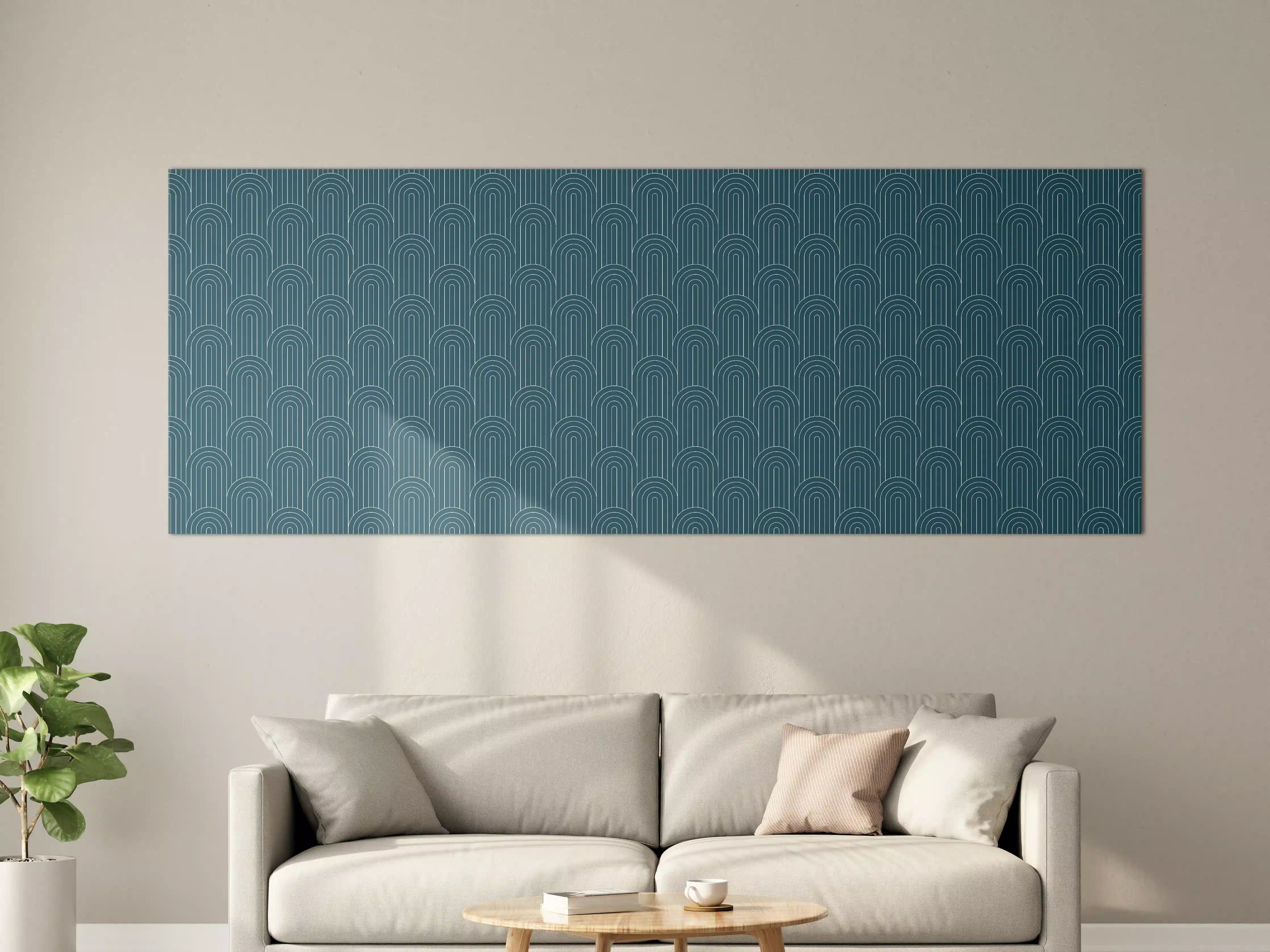 Große Wandbilder - Blaues Mustermotiv mit Wellenmuster