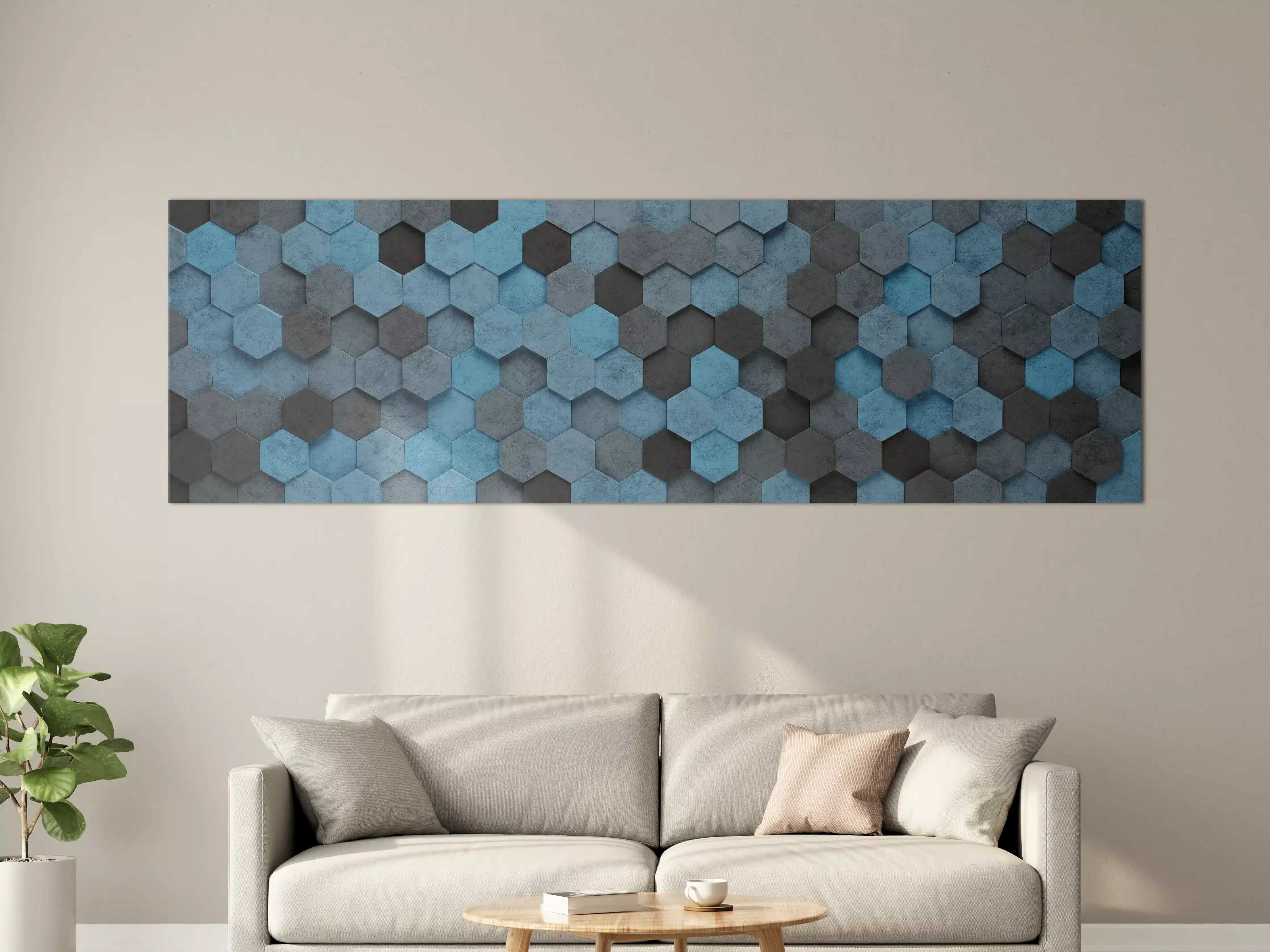 Große Wandbilder - Blaues Sechseck 3D Muster