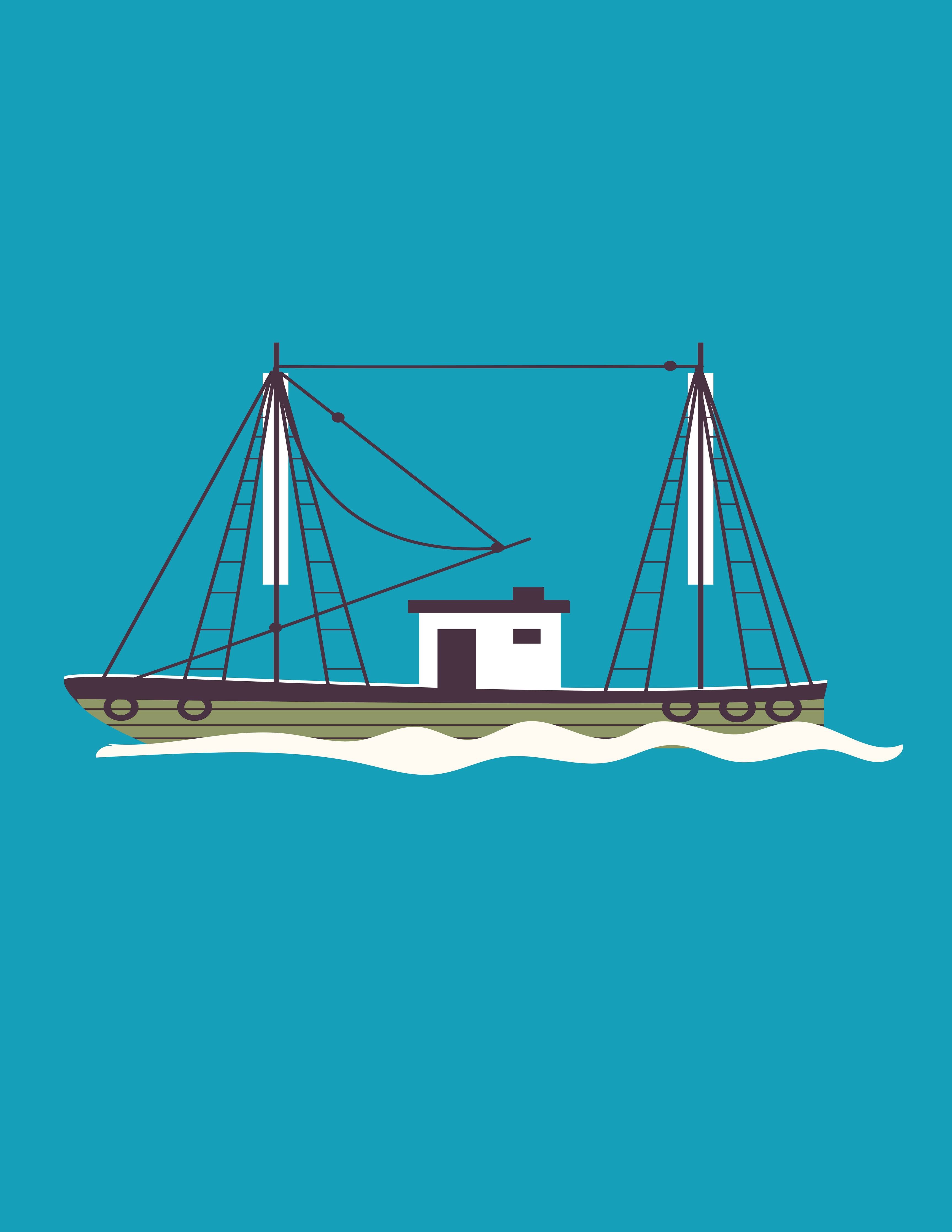 Große Wandbilder-Blaues Segelschiff auf dem Wasser