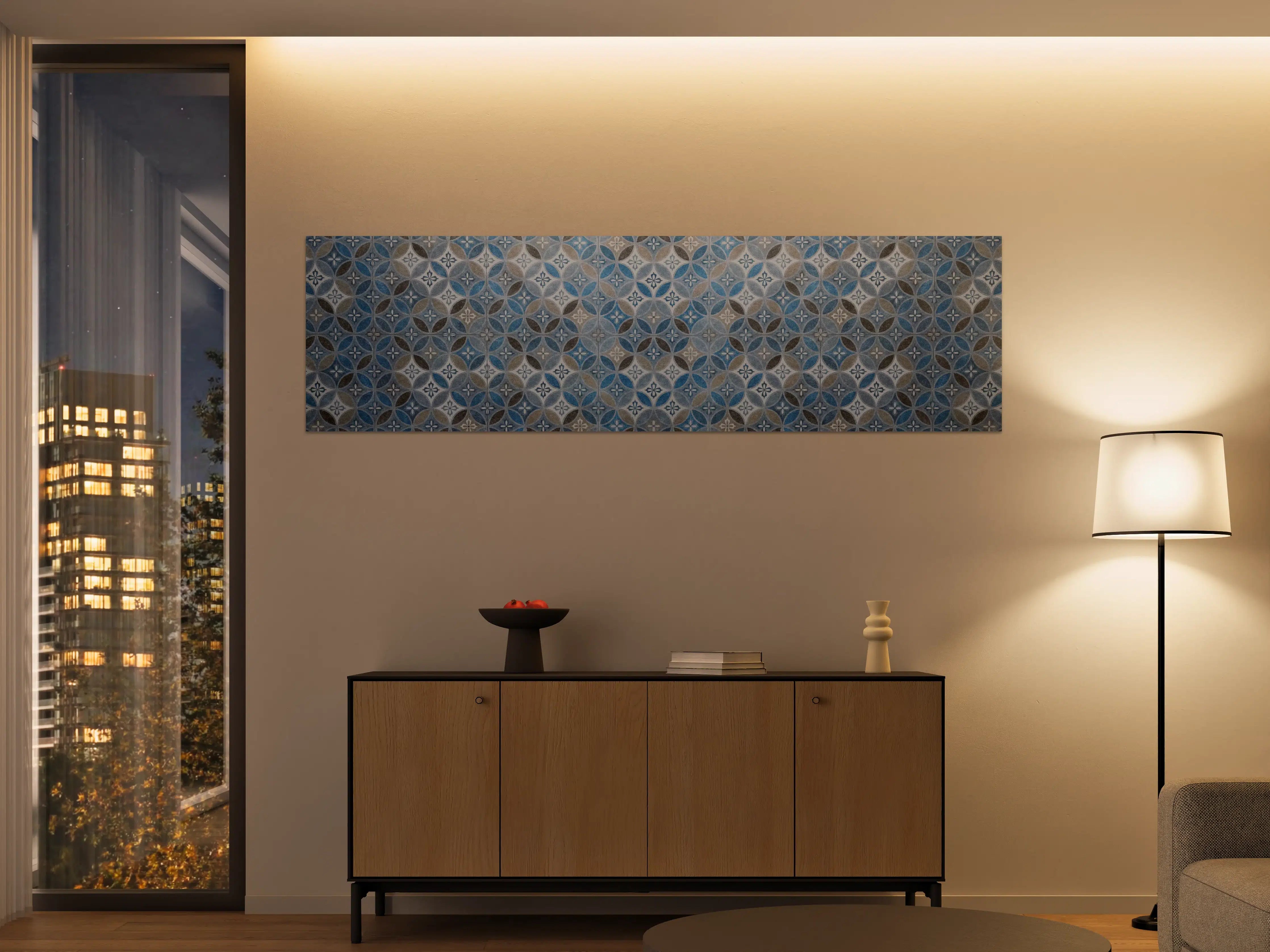 Große Wandbilder - Blaues Vintage Mosaik