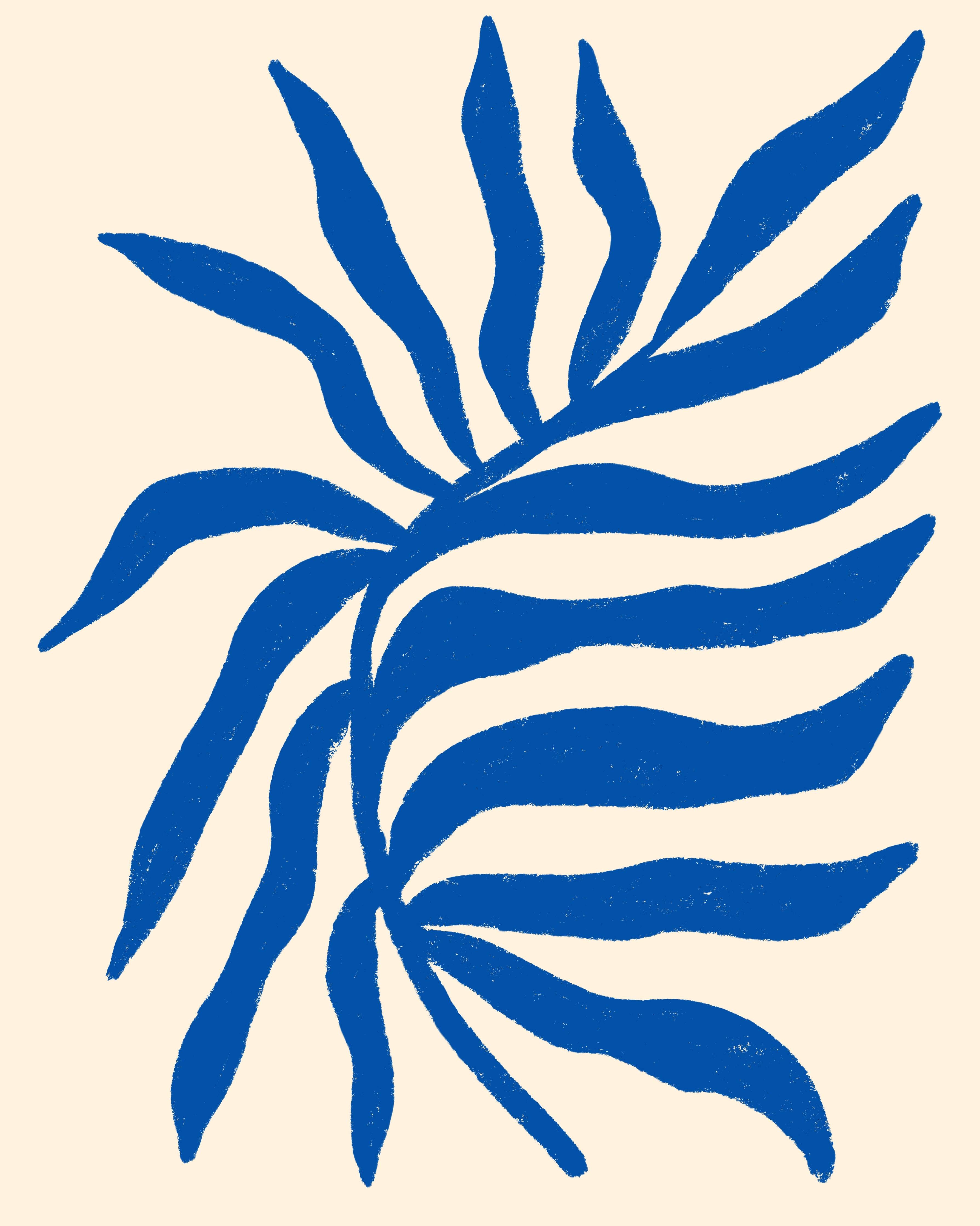 Große Wandbilder-Blaues abstraktes Pflanzenmotiv