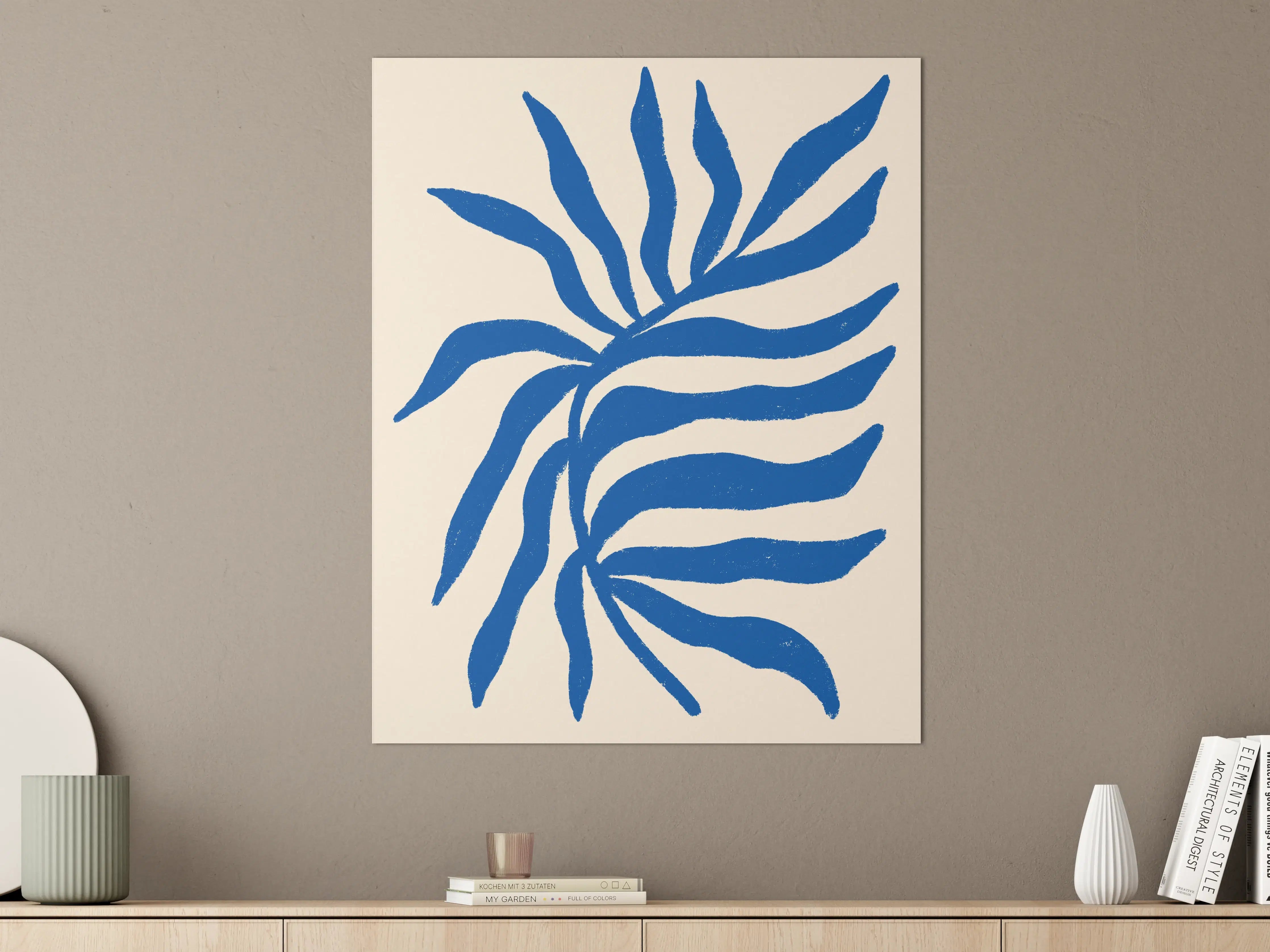 Große Wandbilder - Blaues abstraktes Pflanzenmotiv
