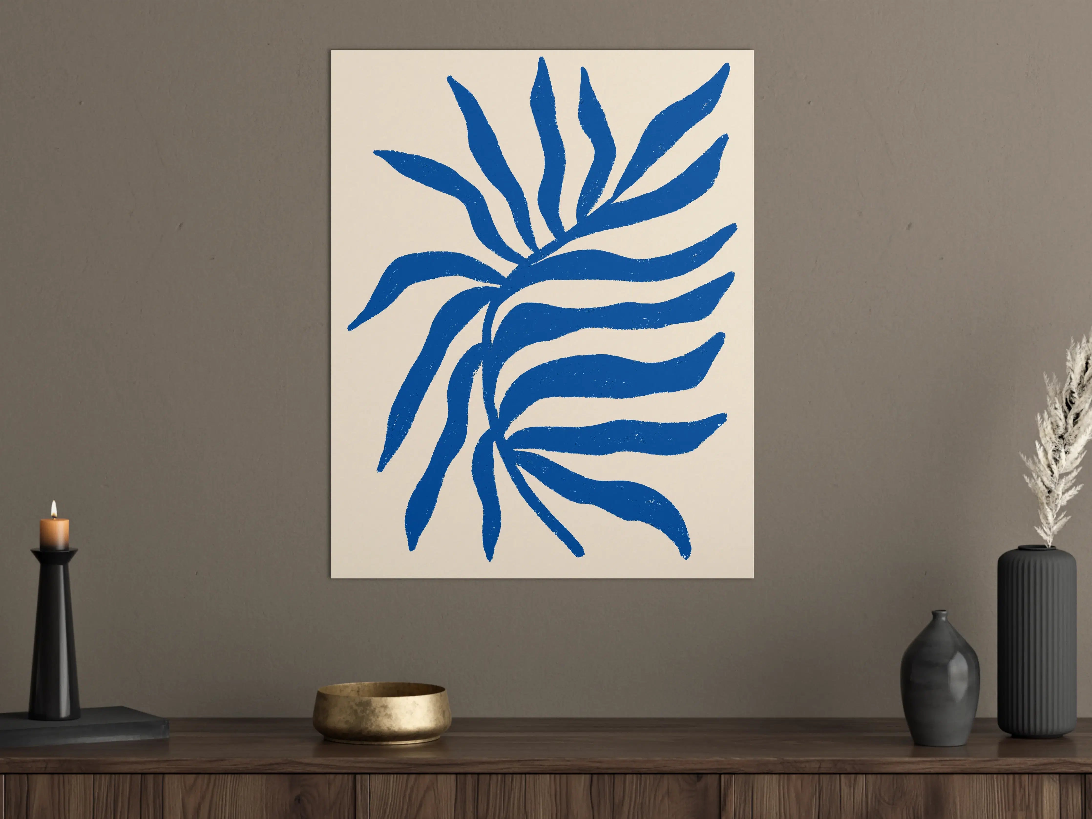 Große Wandbilder - Blaues abstraktes Pflanzenmotiv