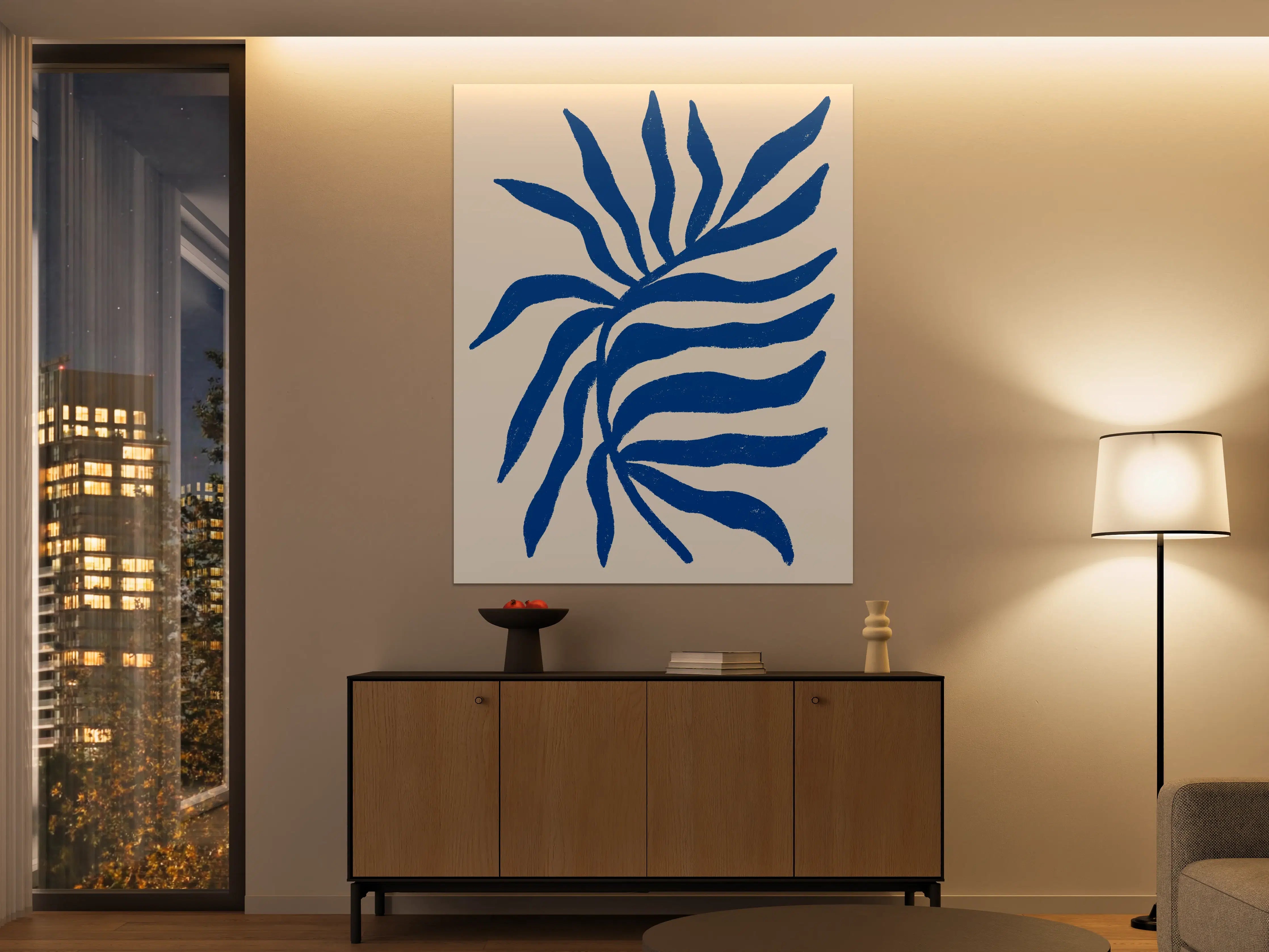 Große Wandbilder - Blaues abstraktes Pflanzenmotiv
