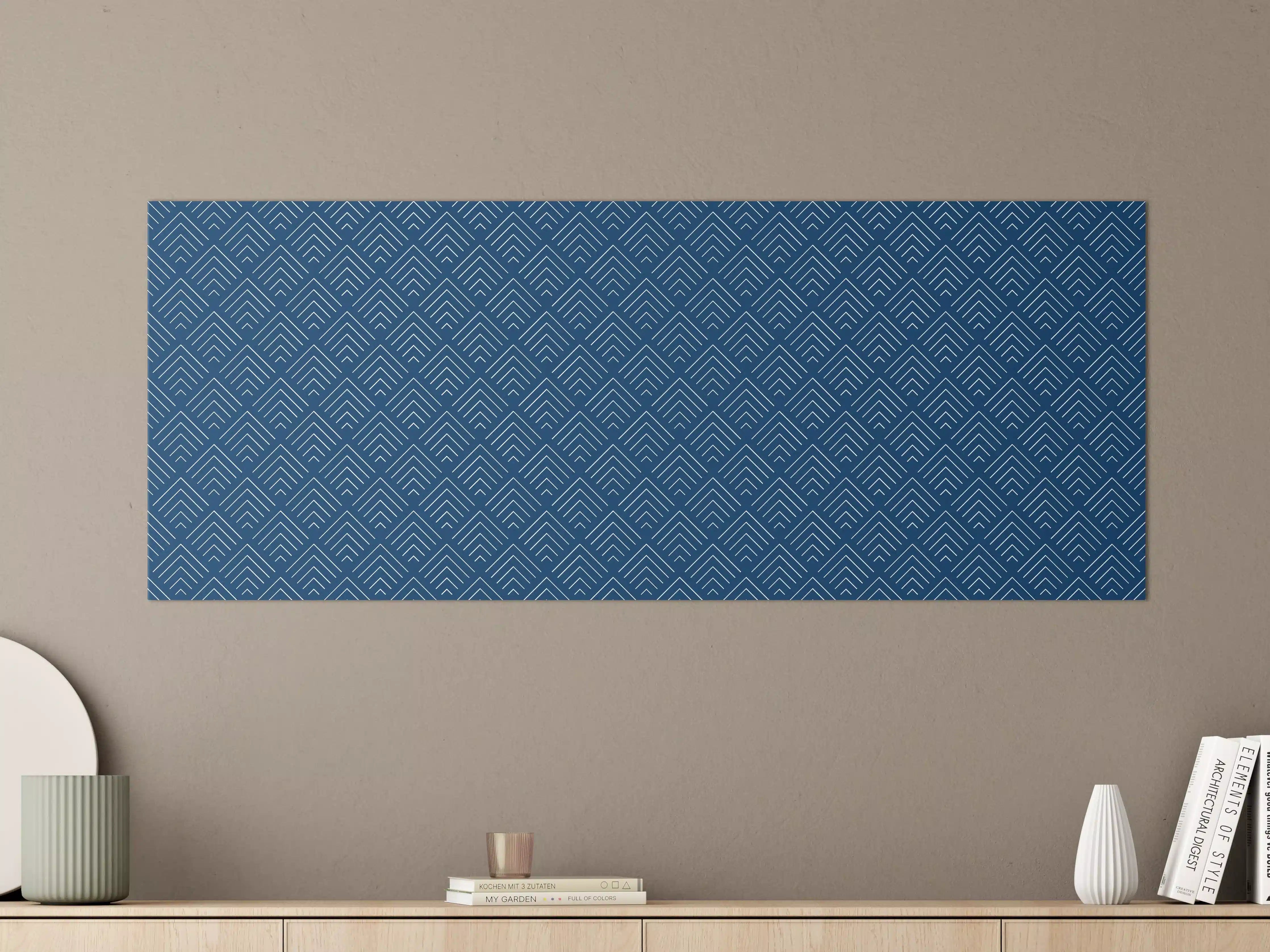 Große Wandbilder - Blaues geometrisches Muster mit Zickzack-Design