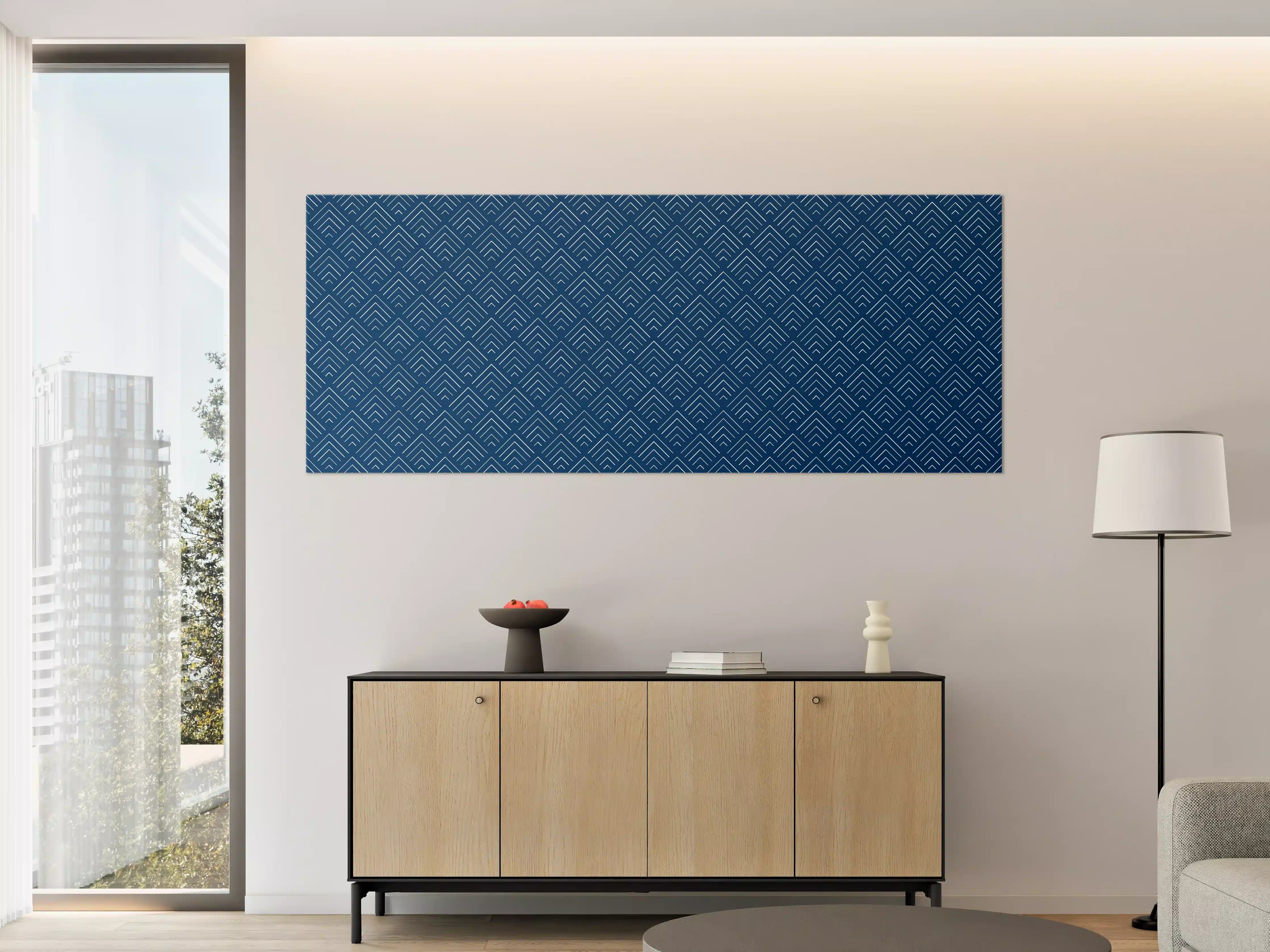 Große Wandbilder - Blaues geometrisches Muster mit Zickzack-Design