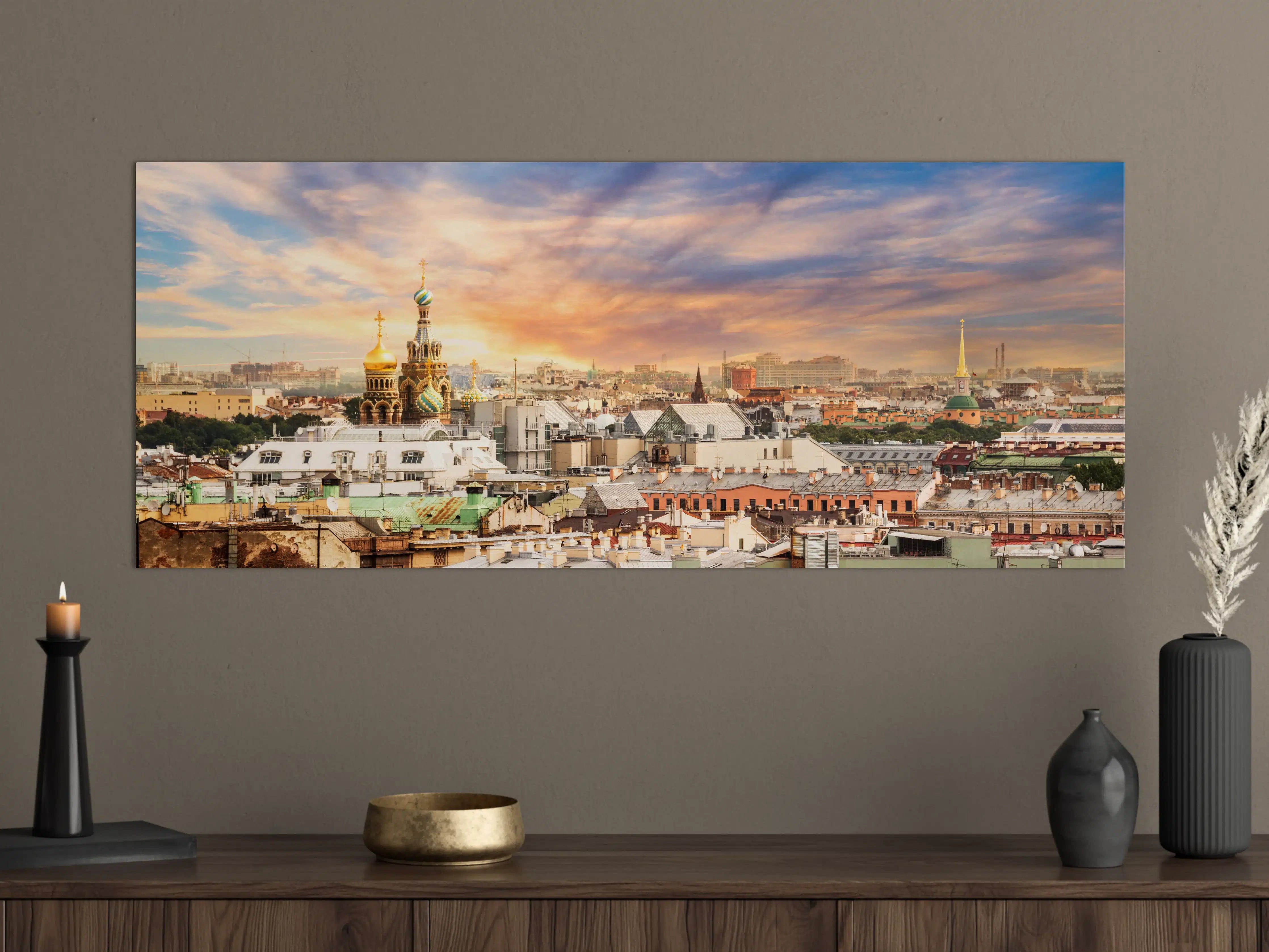 Große Wandbilder - Blick auf die Skyline bei Sonnenuntergang