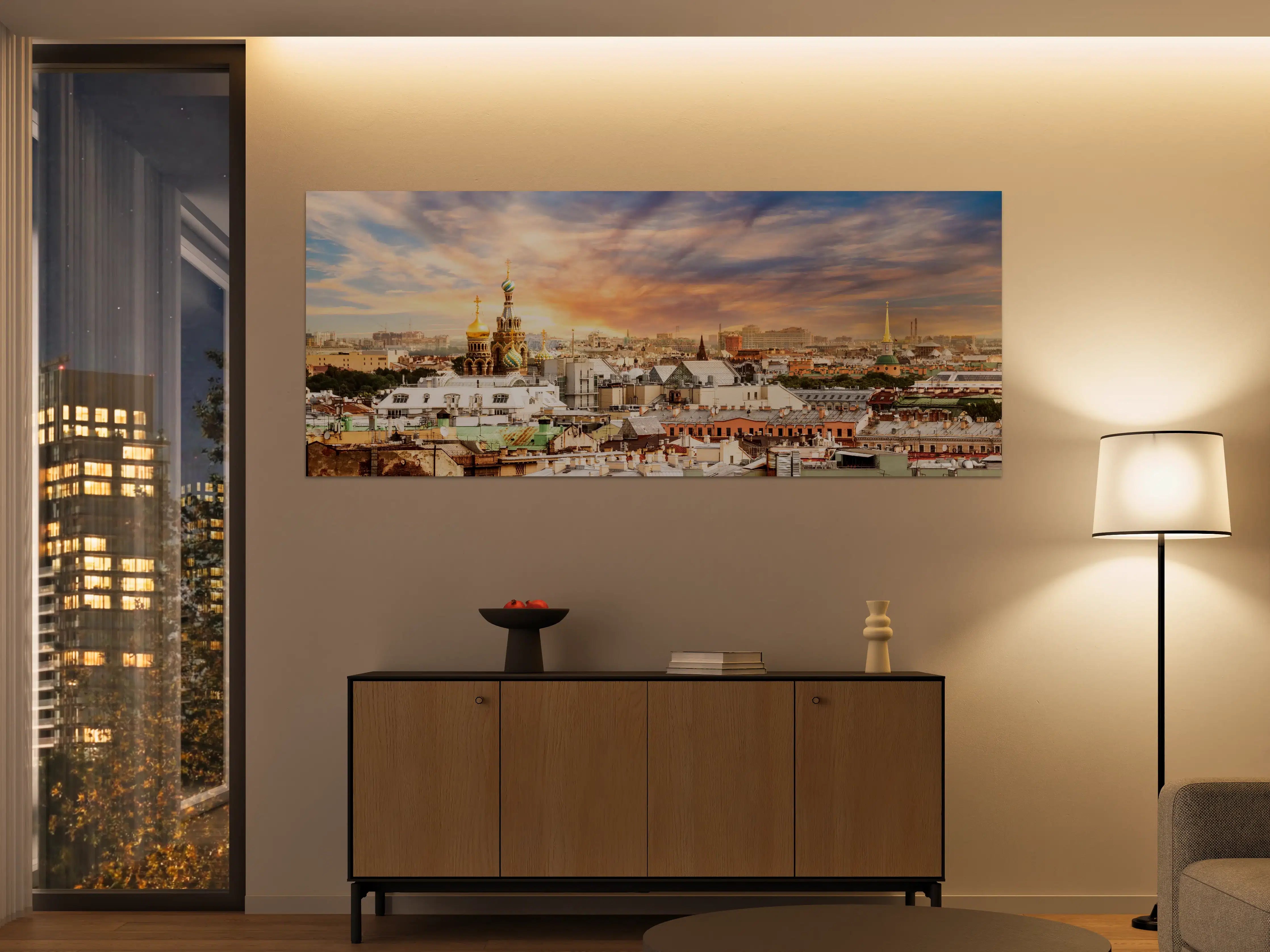 Große Wandbilder - Blick auf die Skyline bei Sonnenuntergang