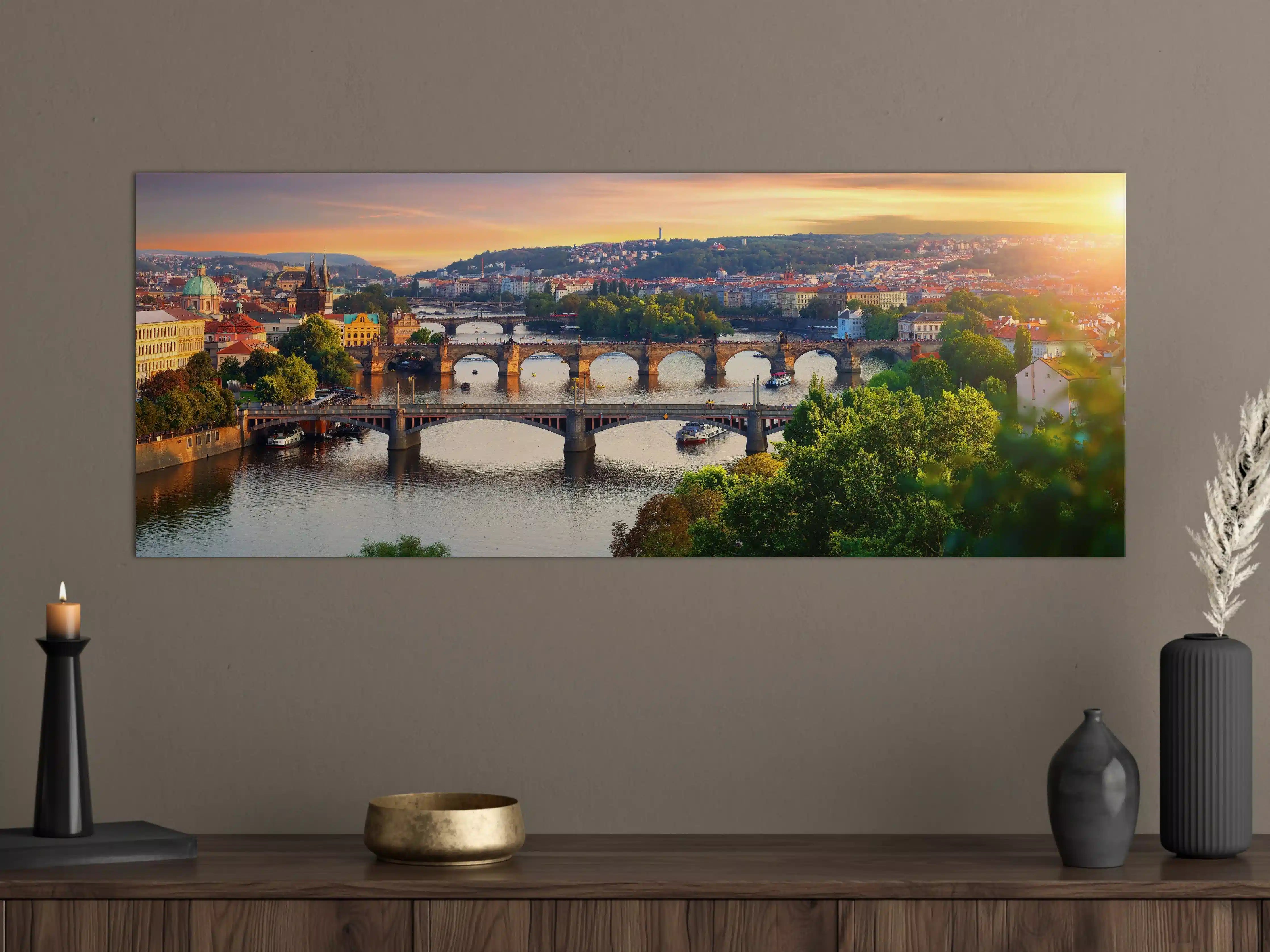 Große Wandbilder - Blick auf die historische Stadtbrücke bei Sonnenuntergang