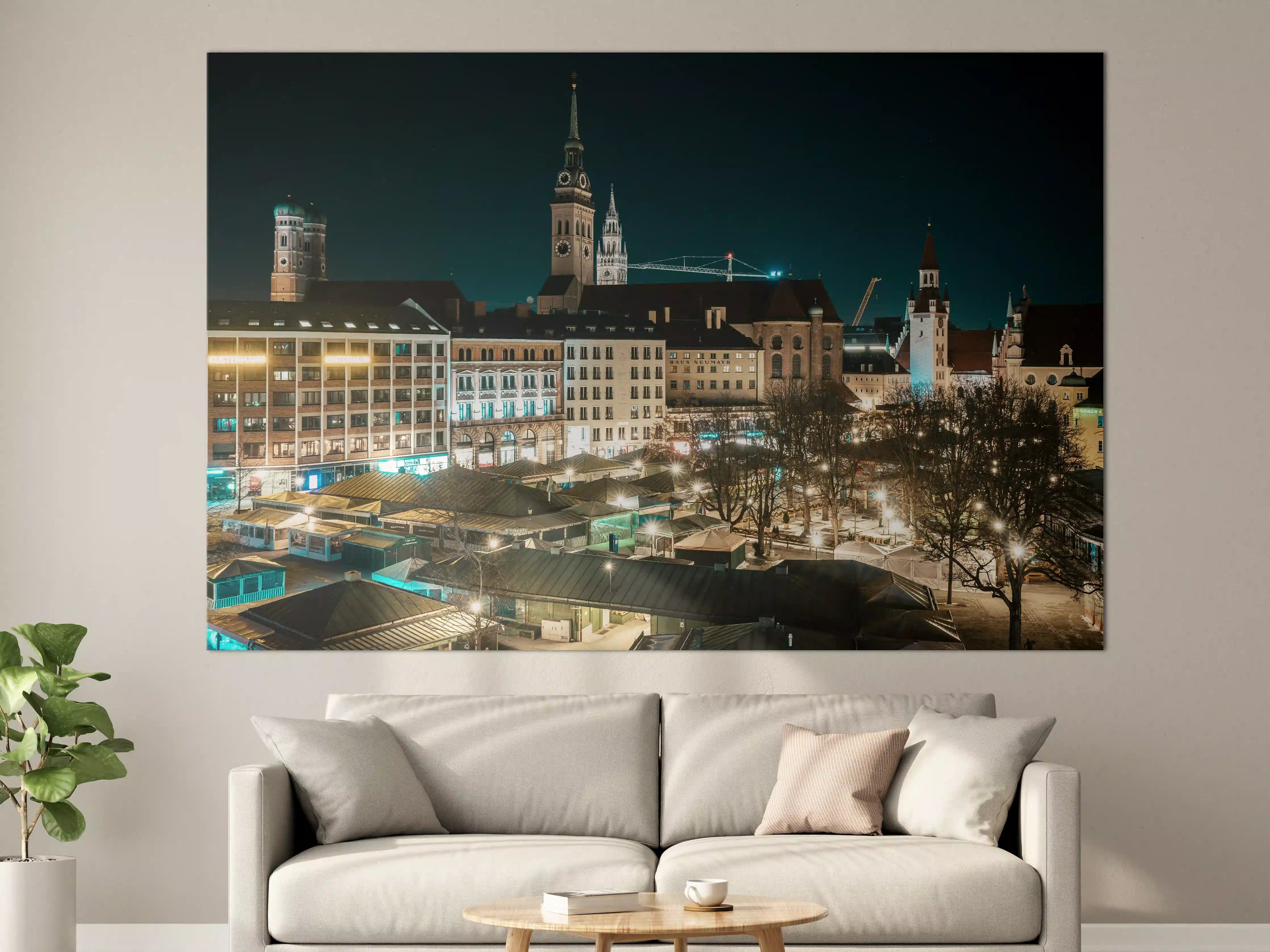 Große Wandbilder - Blick über den Viktualienmarkt zur Frauenkirche - München