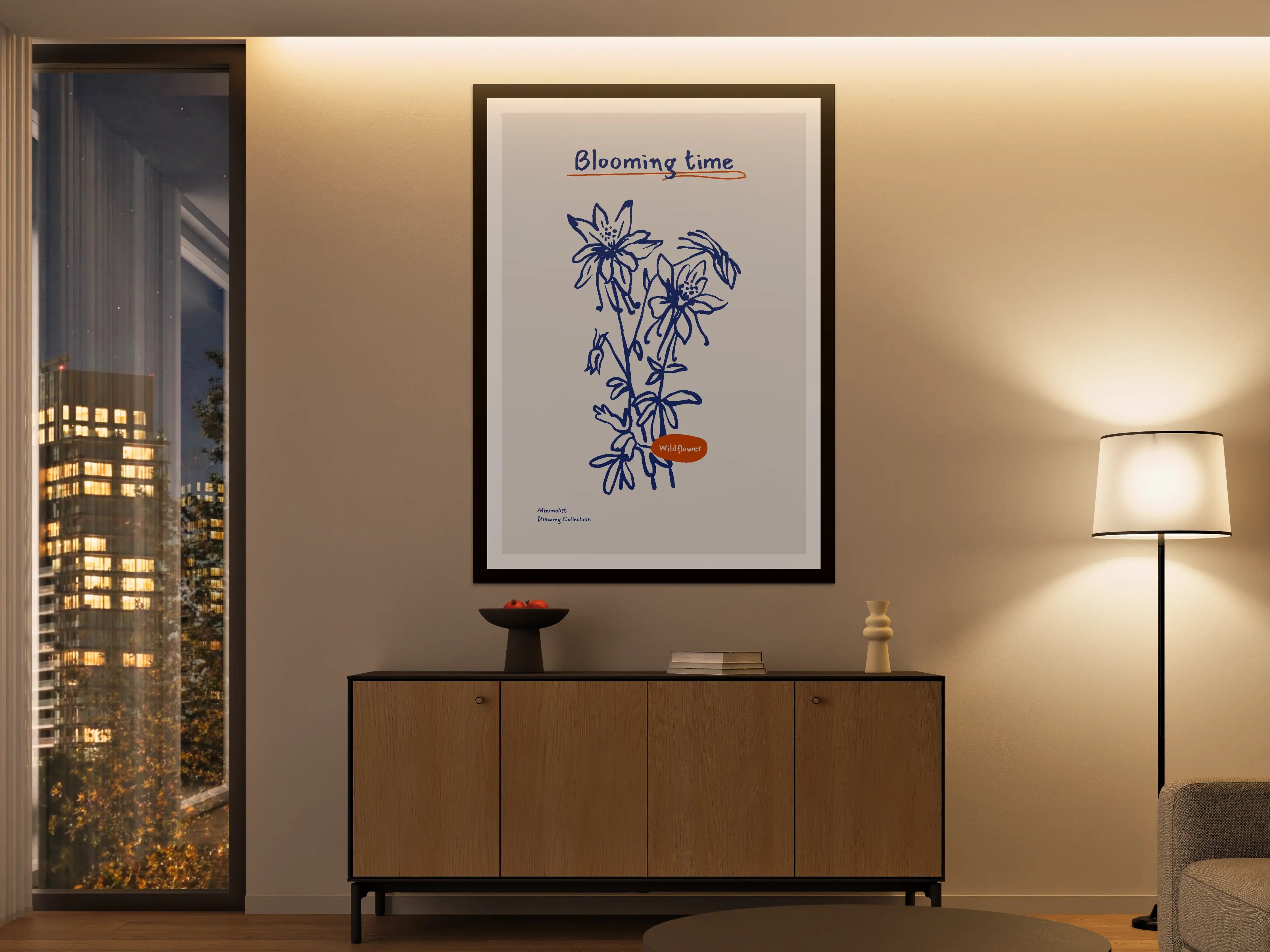 Große Wandbilder - Blühende Wildblumen in Blau