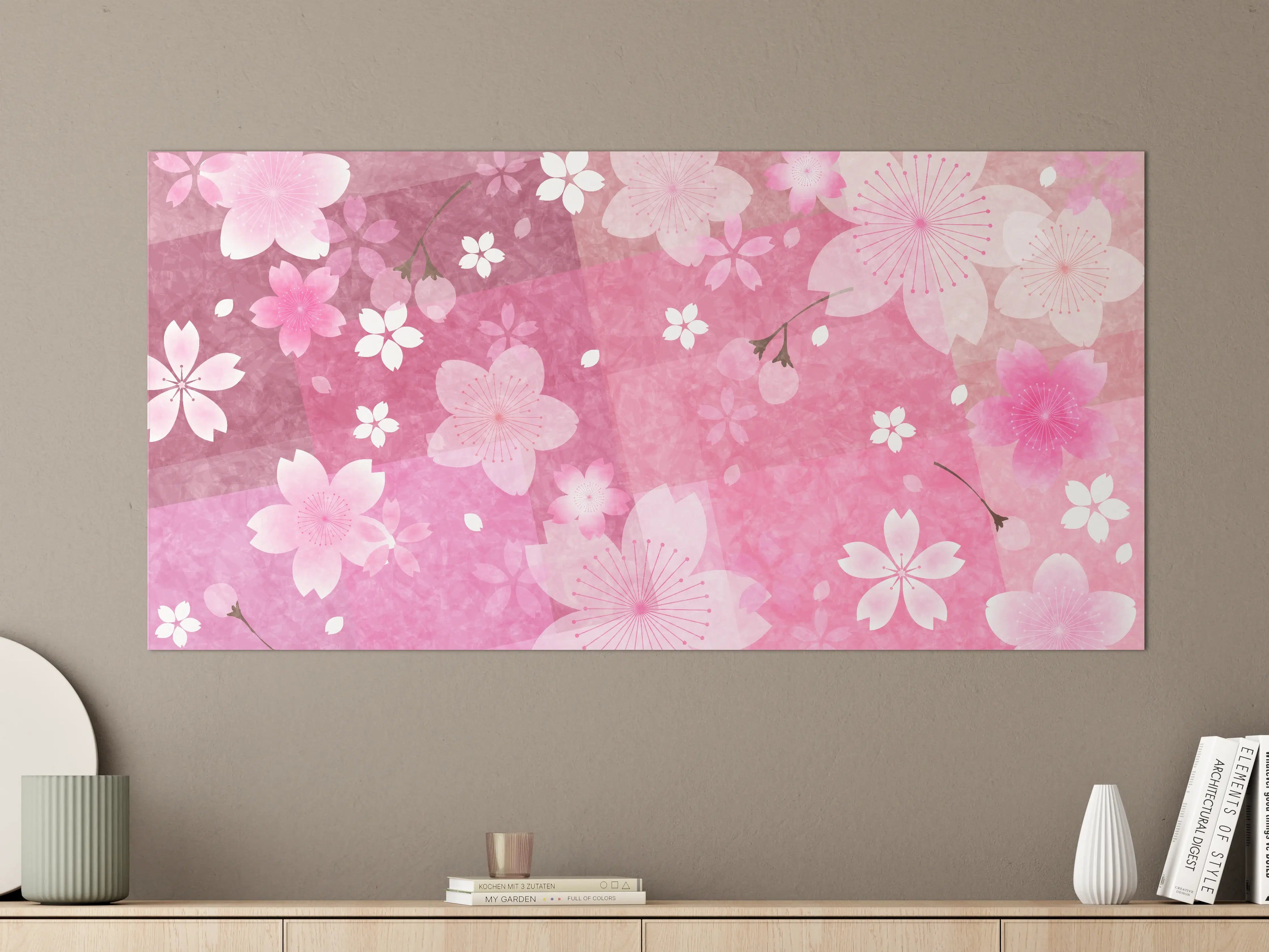 Große Wandbilder - Blühendes Sakura-Muster Rosa
