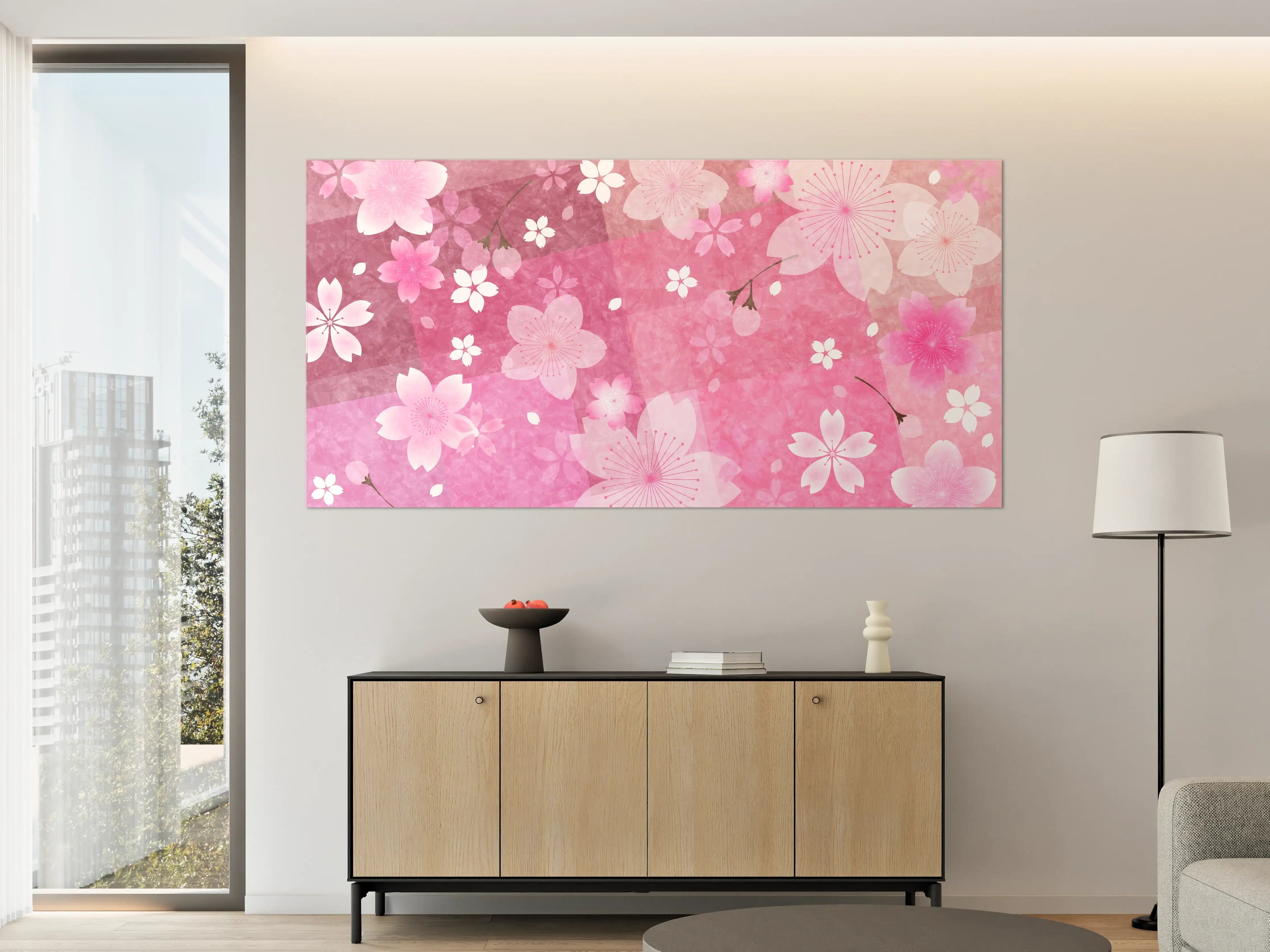 Große Wandbilder - Blühendes Sakura-Muster Rosa