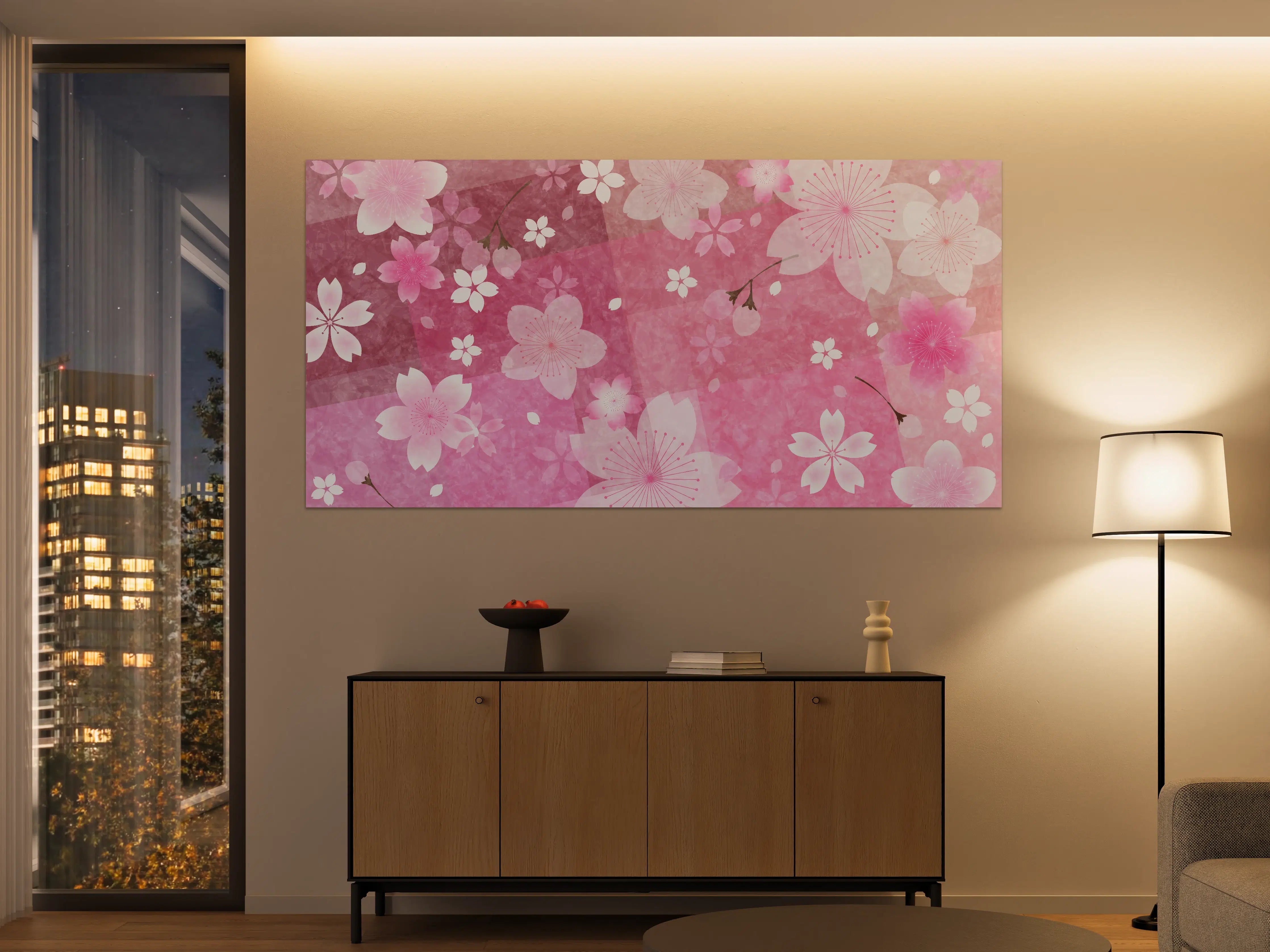 Große Wandbilder - Blühendes Sakura-Muster Rosa