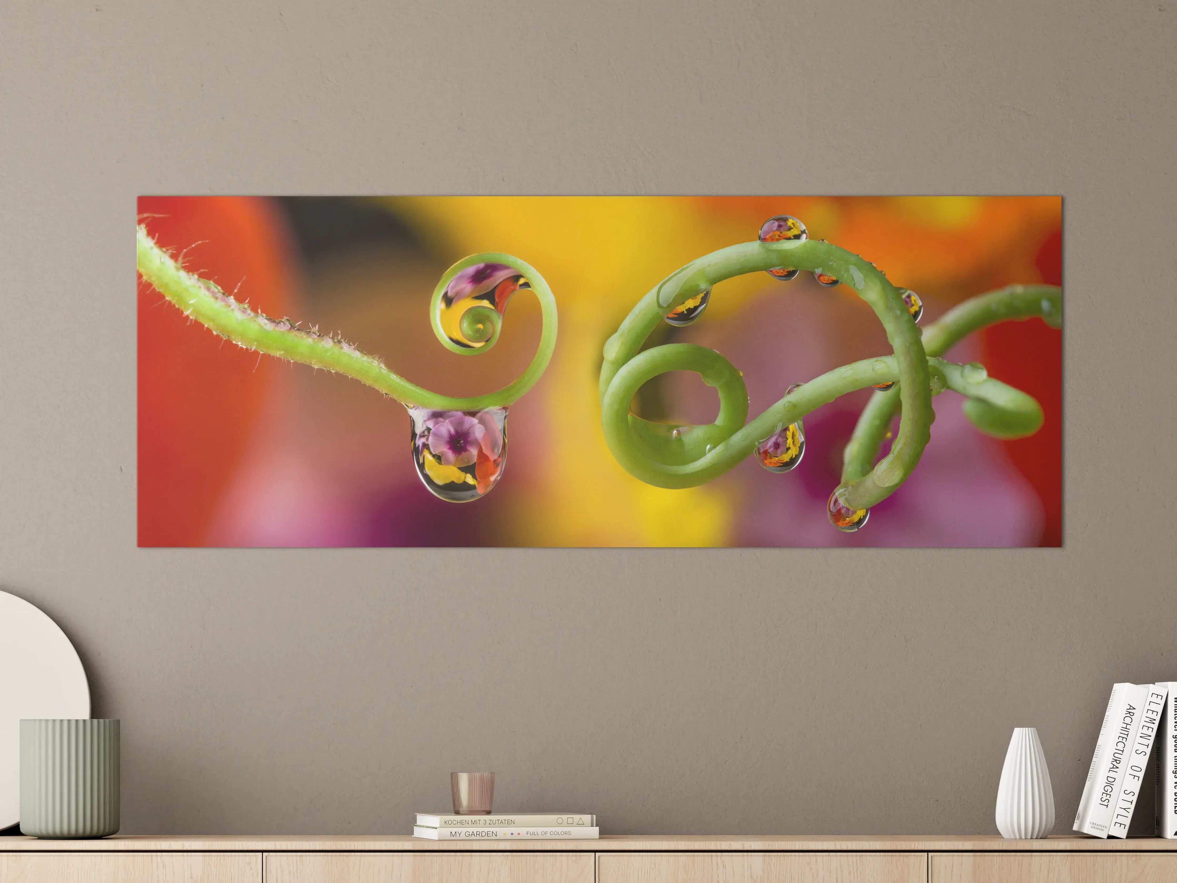 Große Wandbilder - Blume mit abstrakten Tropfen