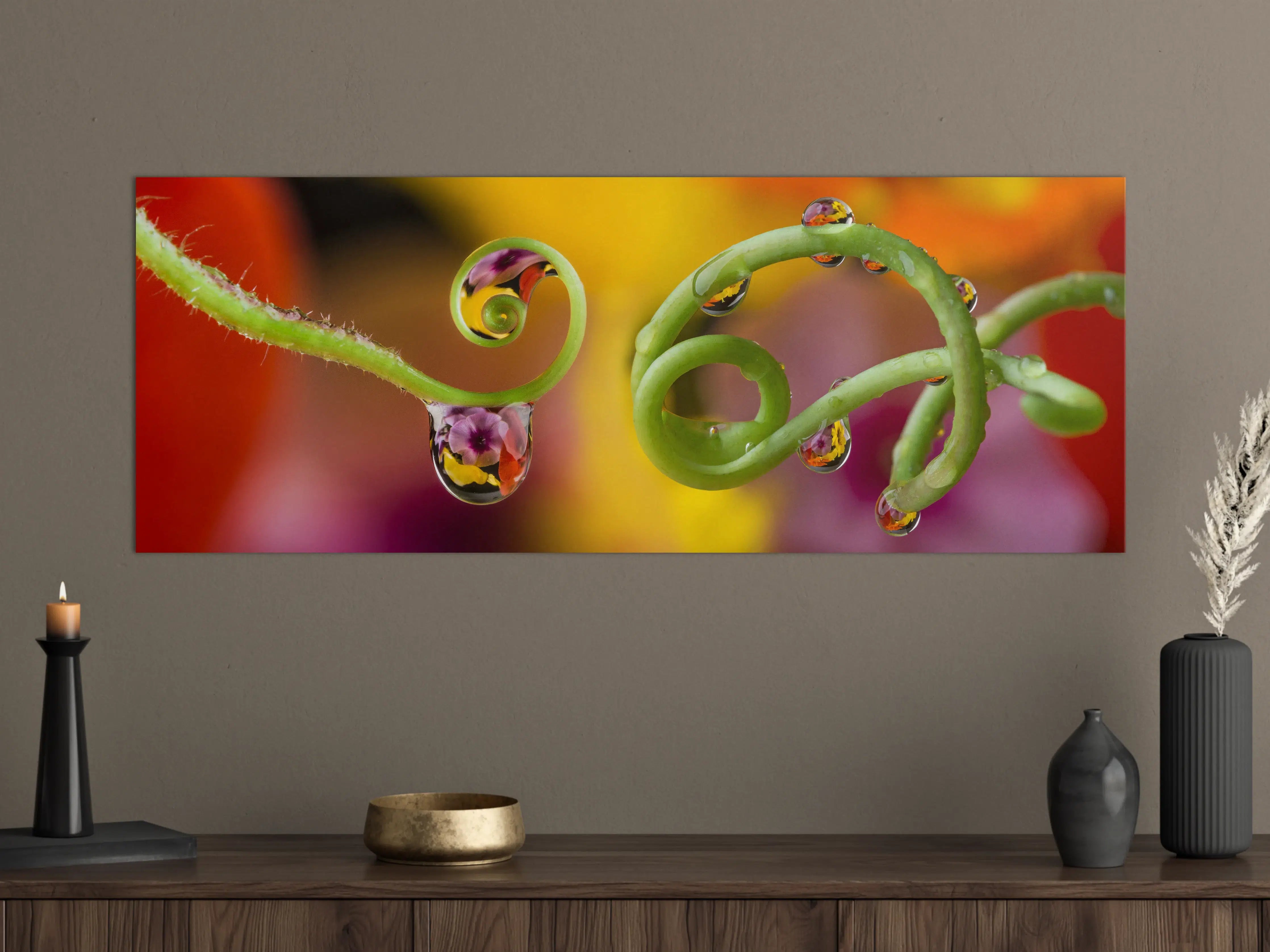 Große Wandbilder - Blume mit abstrakten Tropfen