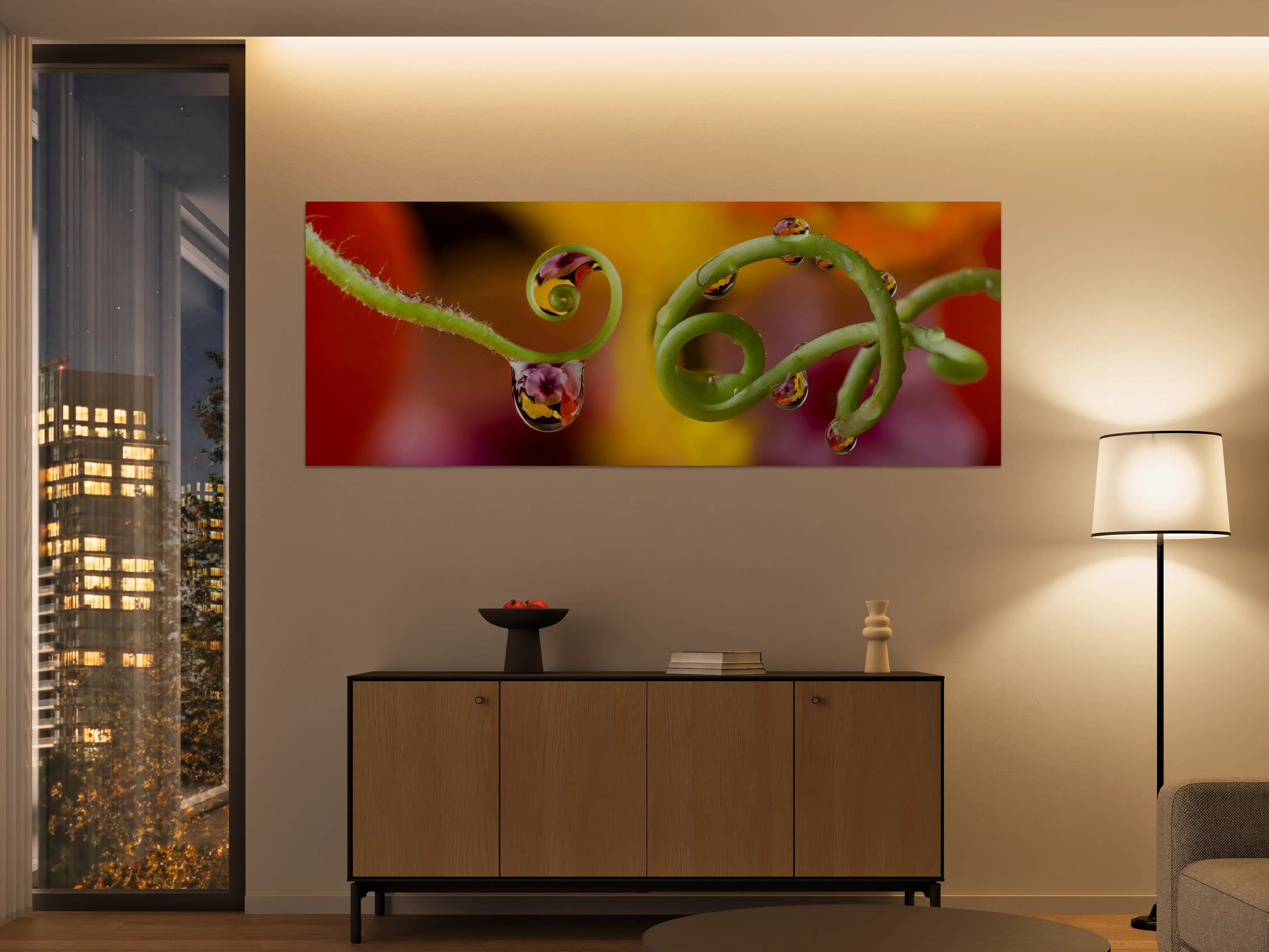 Große Wandbilder - Blume mit abstrakten Tropfen