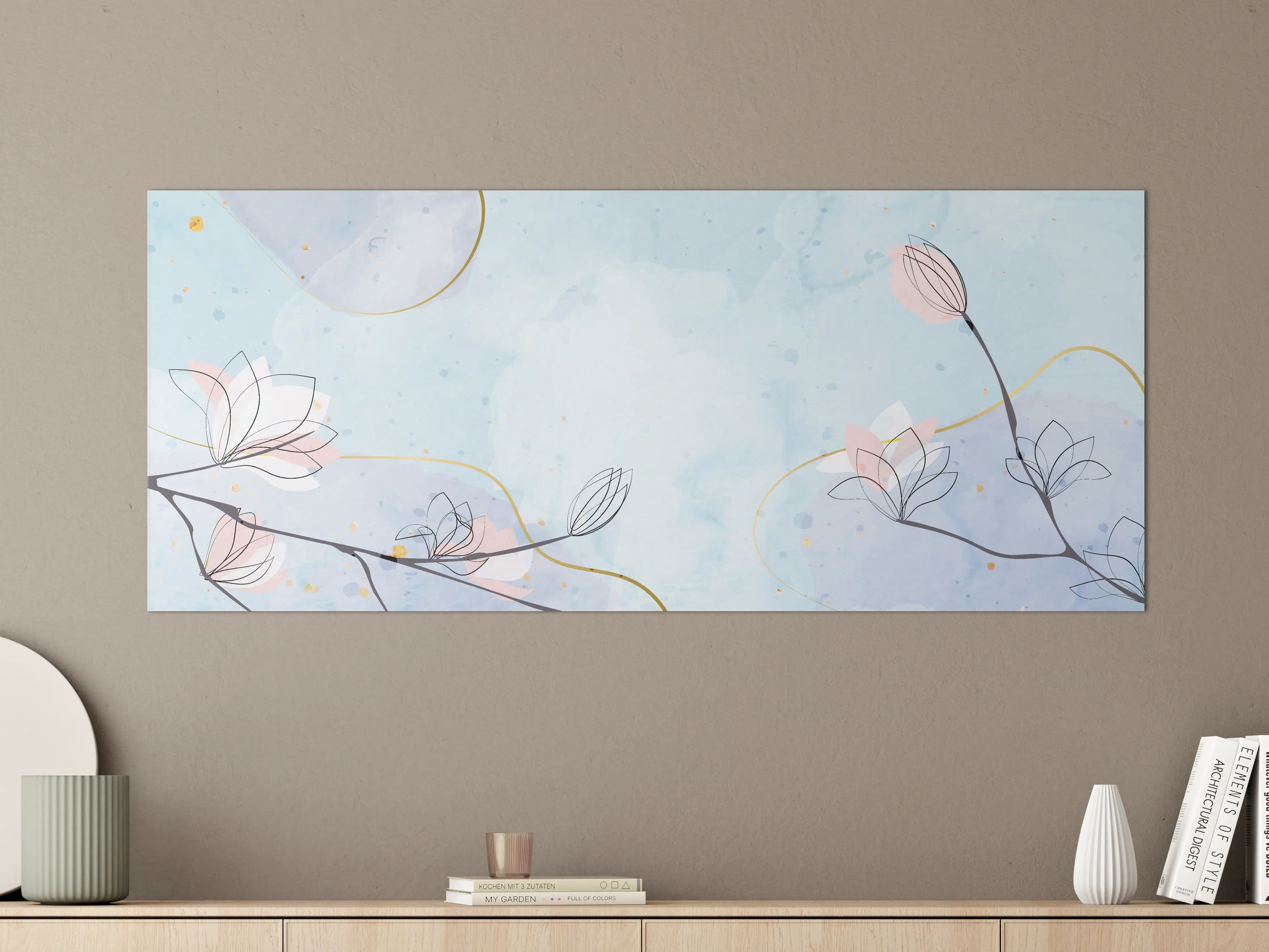 Große Wandbilder - Blumen-Aquarell Pastellfarben