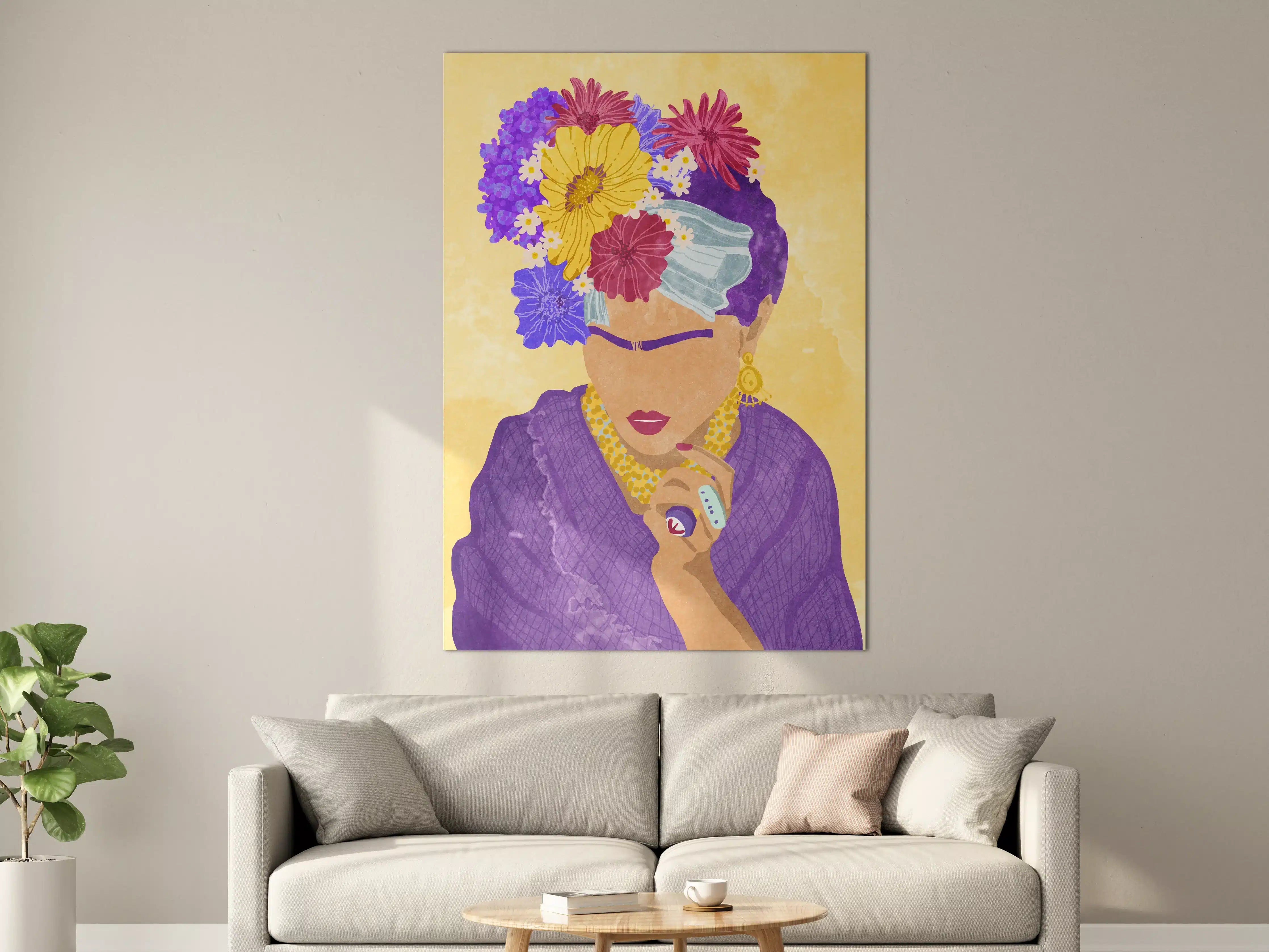 Große Wandbilder - Blumen-Haarschmuck und elegante Kleidung
