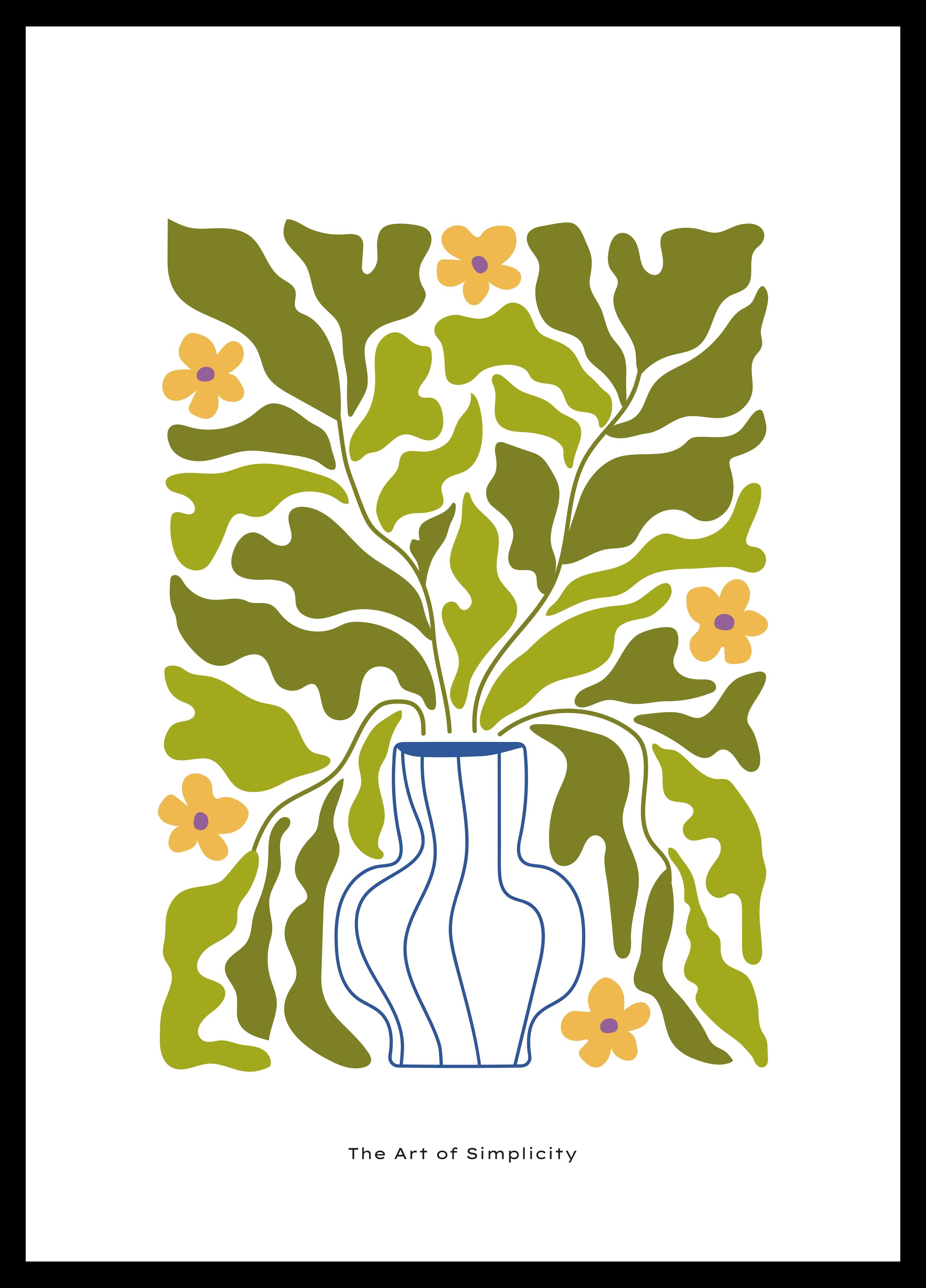 Große Wandbilder-Blumen und Topf in stilisierter Silhouette