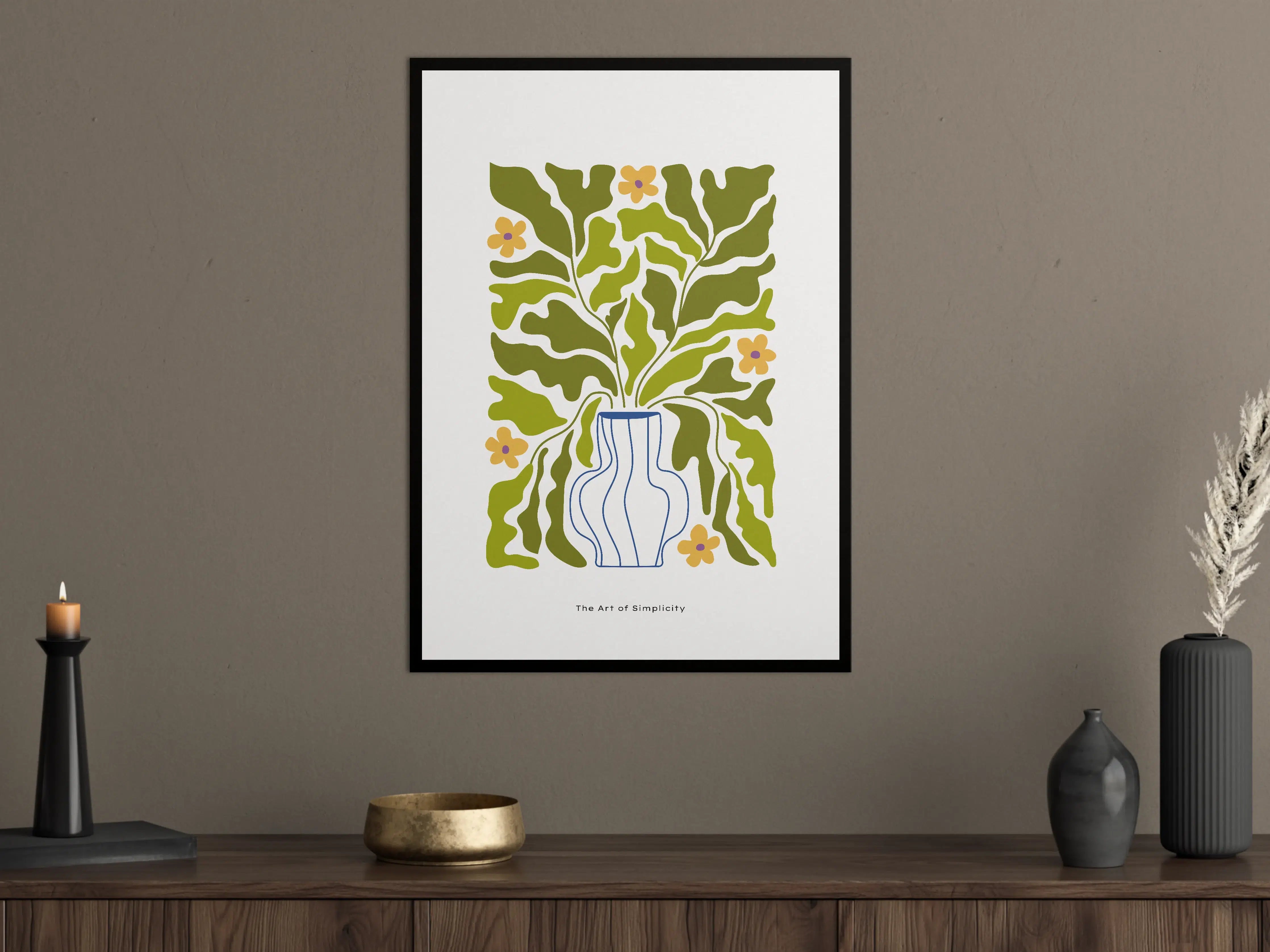 Große Wandbilder - Blumen und Topf in stilisierter Silhouette
