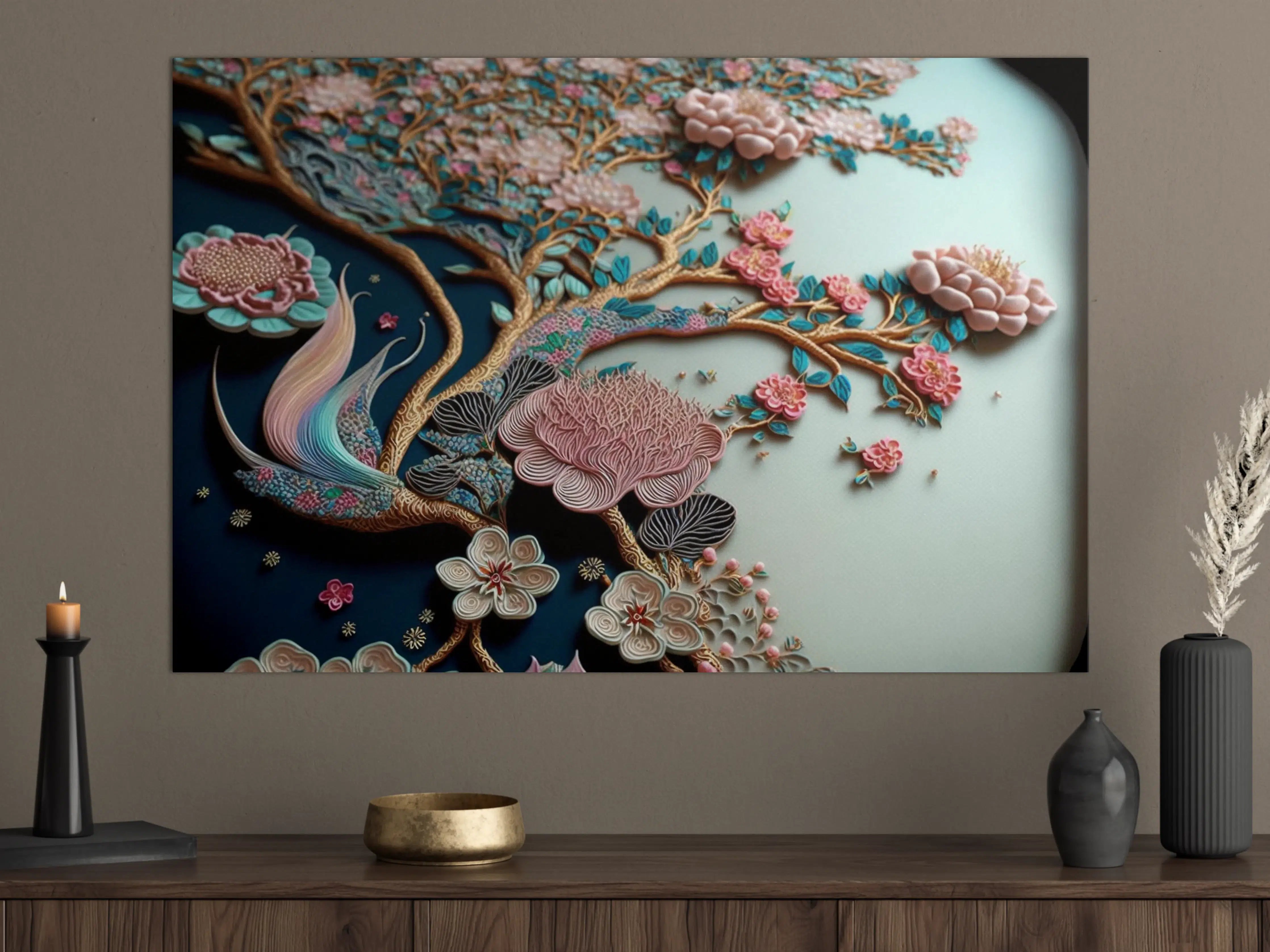 Große Wandbilder - Blumenbaum mit zarten Blüten in Pastellfarben