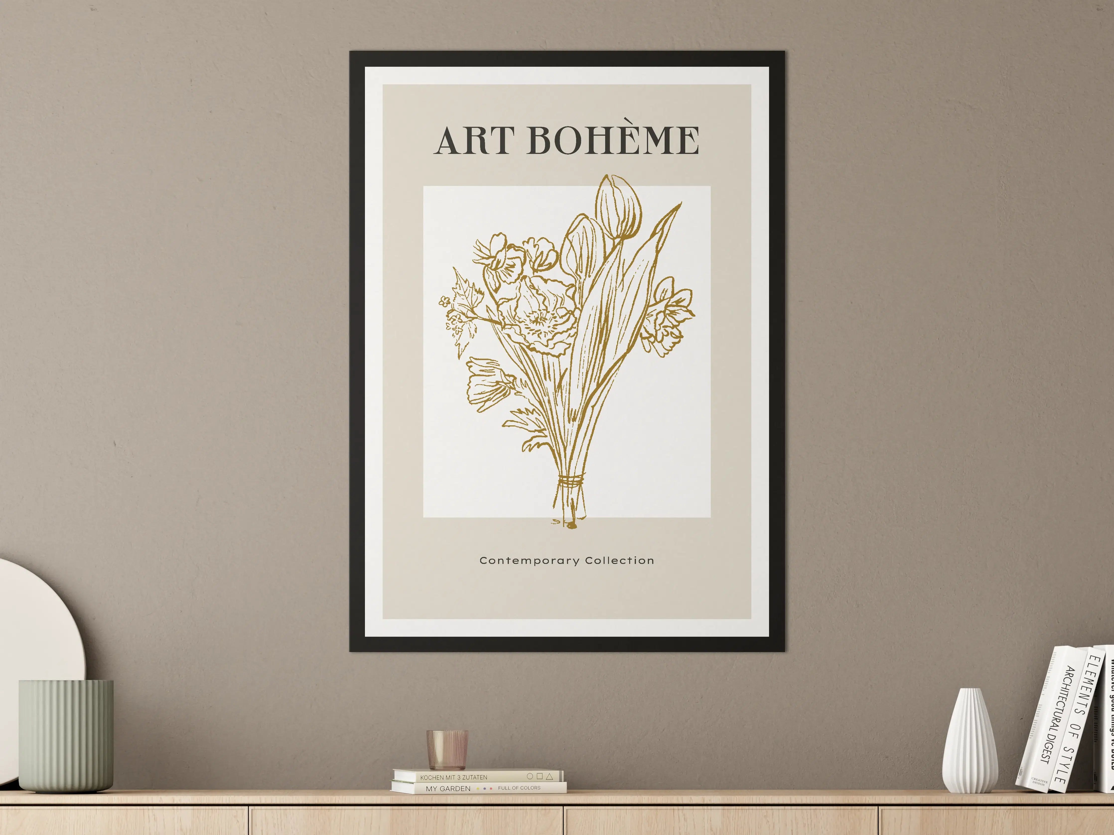 Große Wandbilder - Blumenillustration im Art Déco-Stil