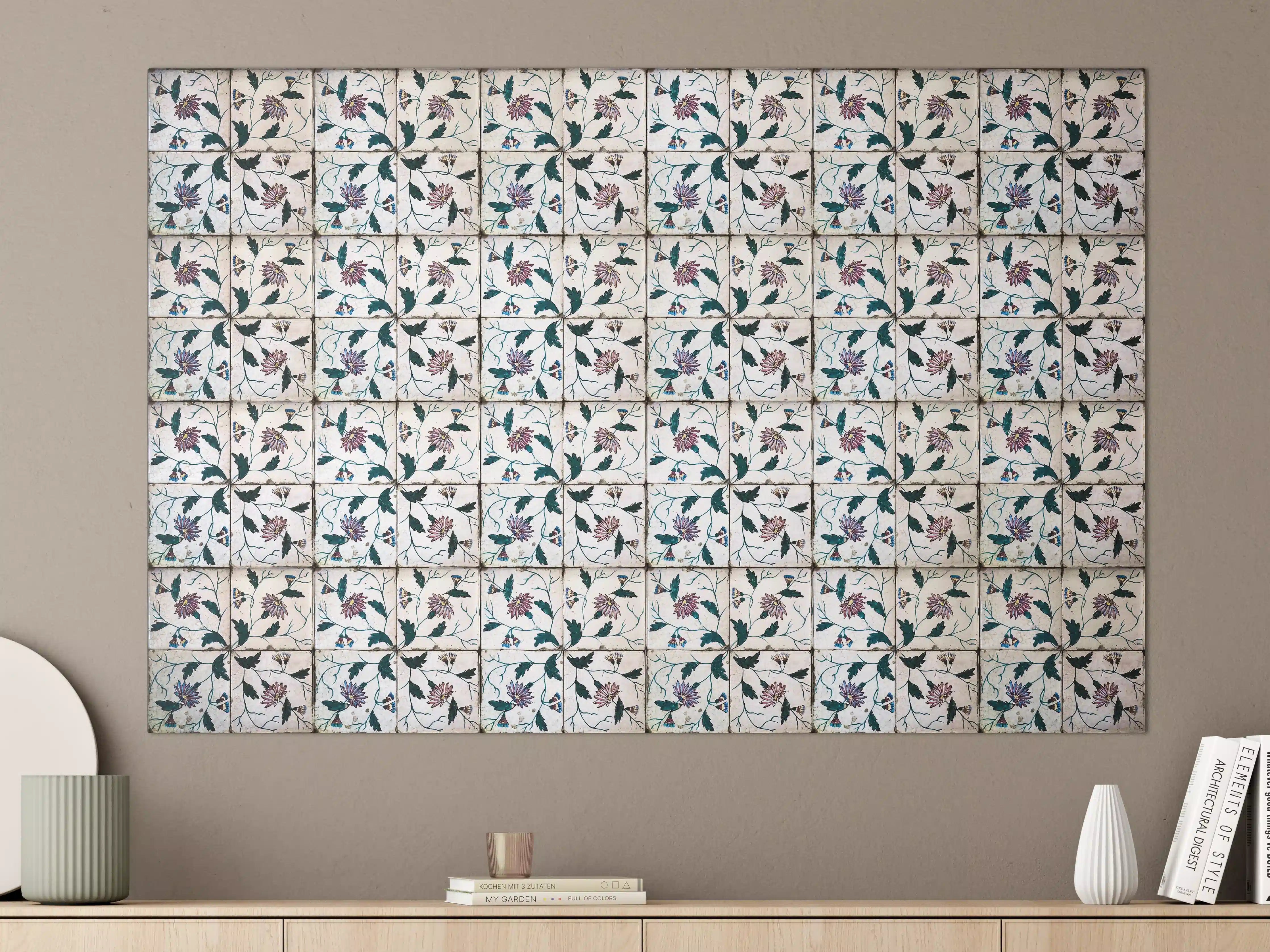 Große Wandbilder - Blumenmosaik mit zarten Farbtönen