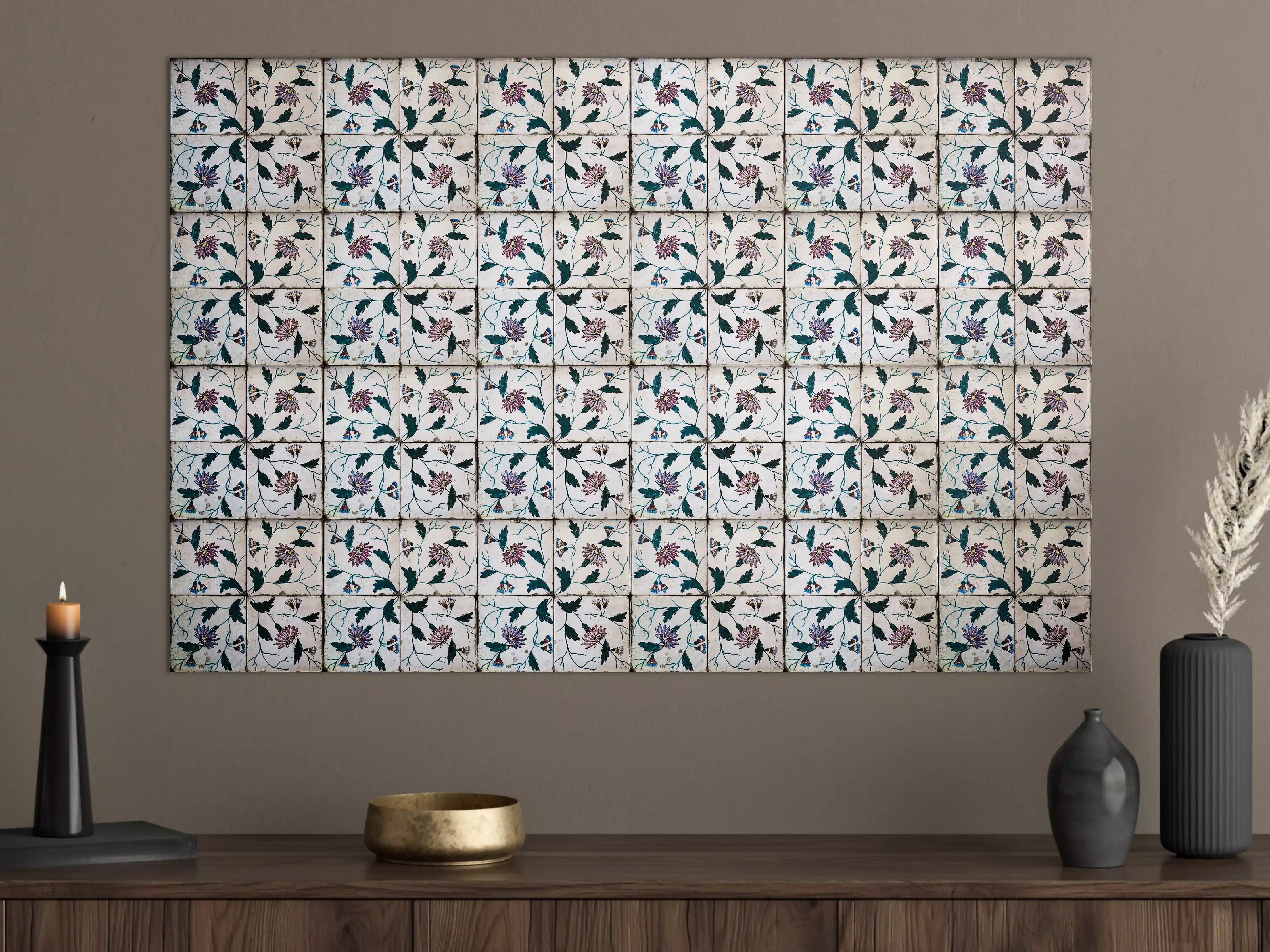 Große Wandbilder - Blumenmosaik mit zarten Farbtönen