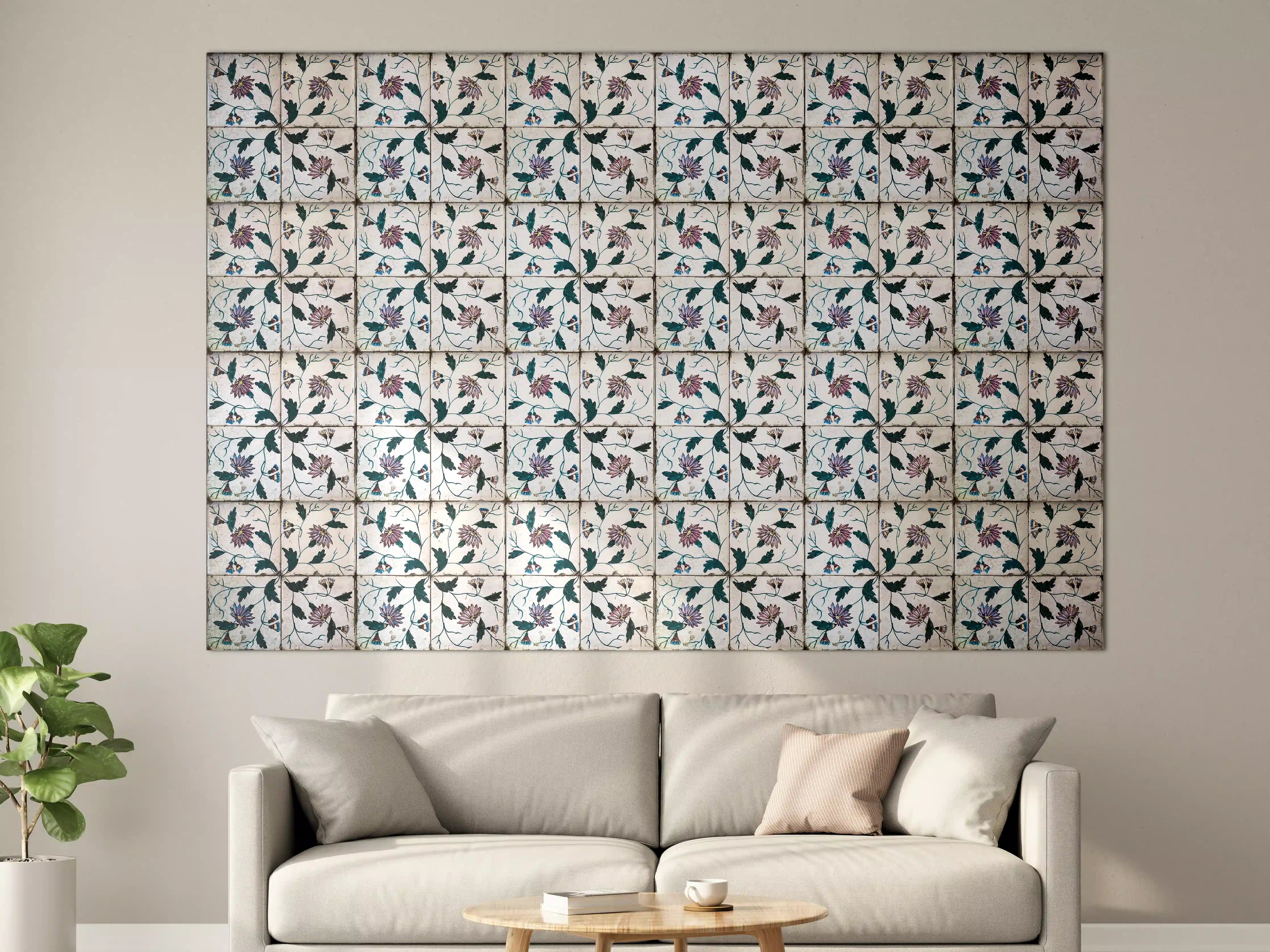 Große Wandbilder - Blumenmosaik mit zarten Farbtönen
