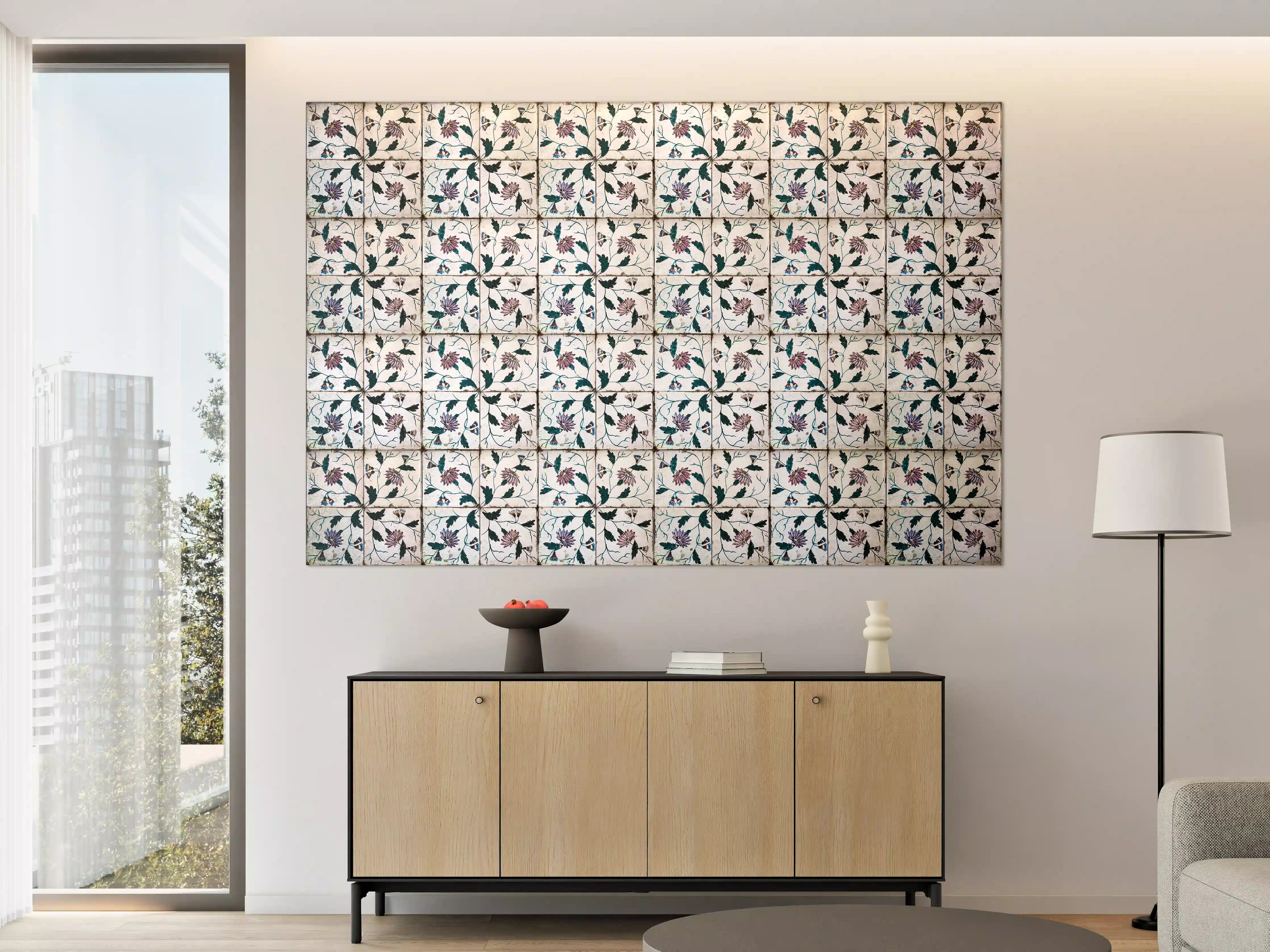 Große Wandbilder - Blumenmosaik mit zarten Farbtönen