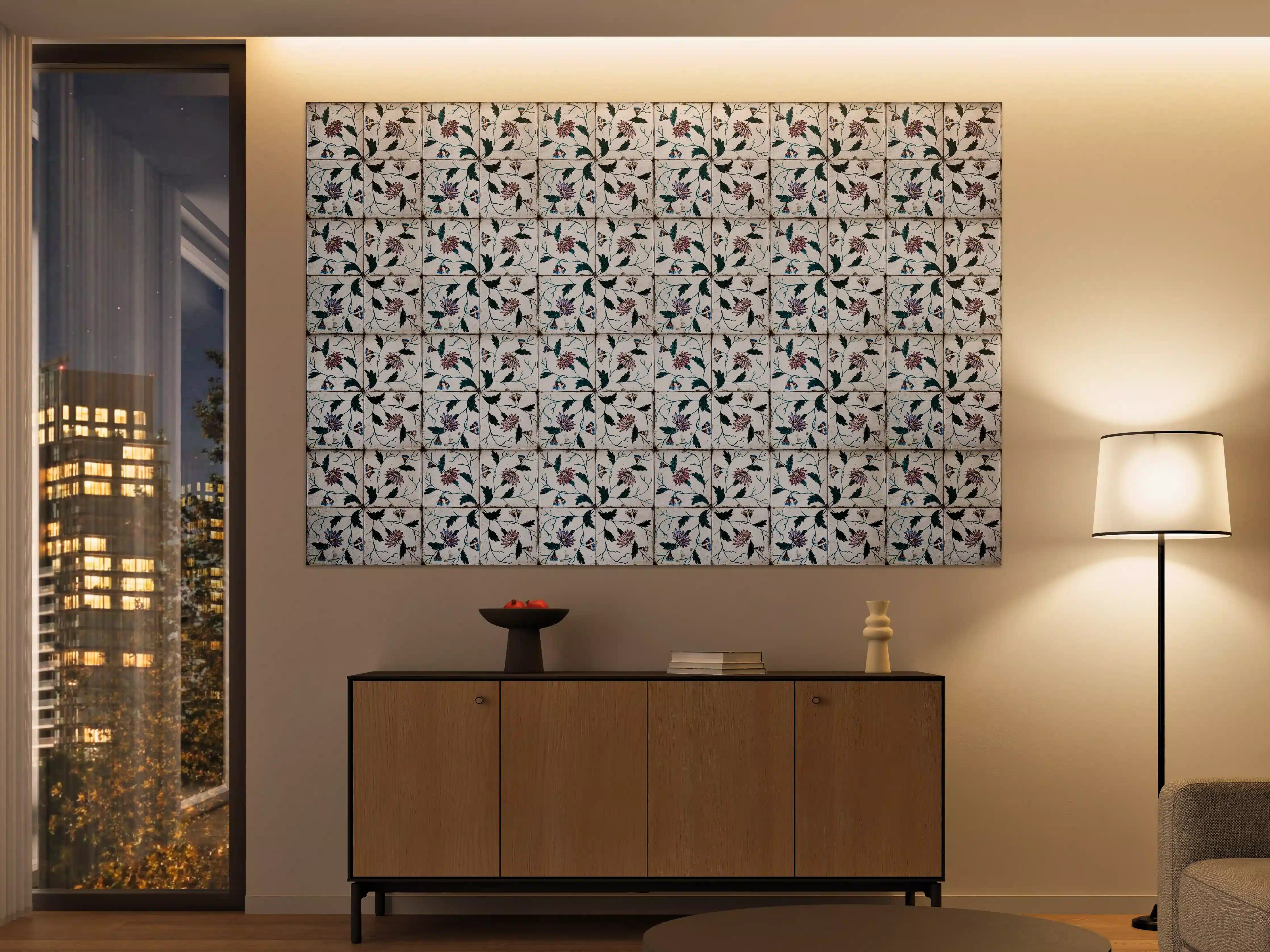 Große Wandbilder - Blumenmosaik mit zarten Farbtönen