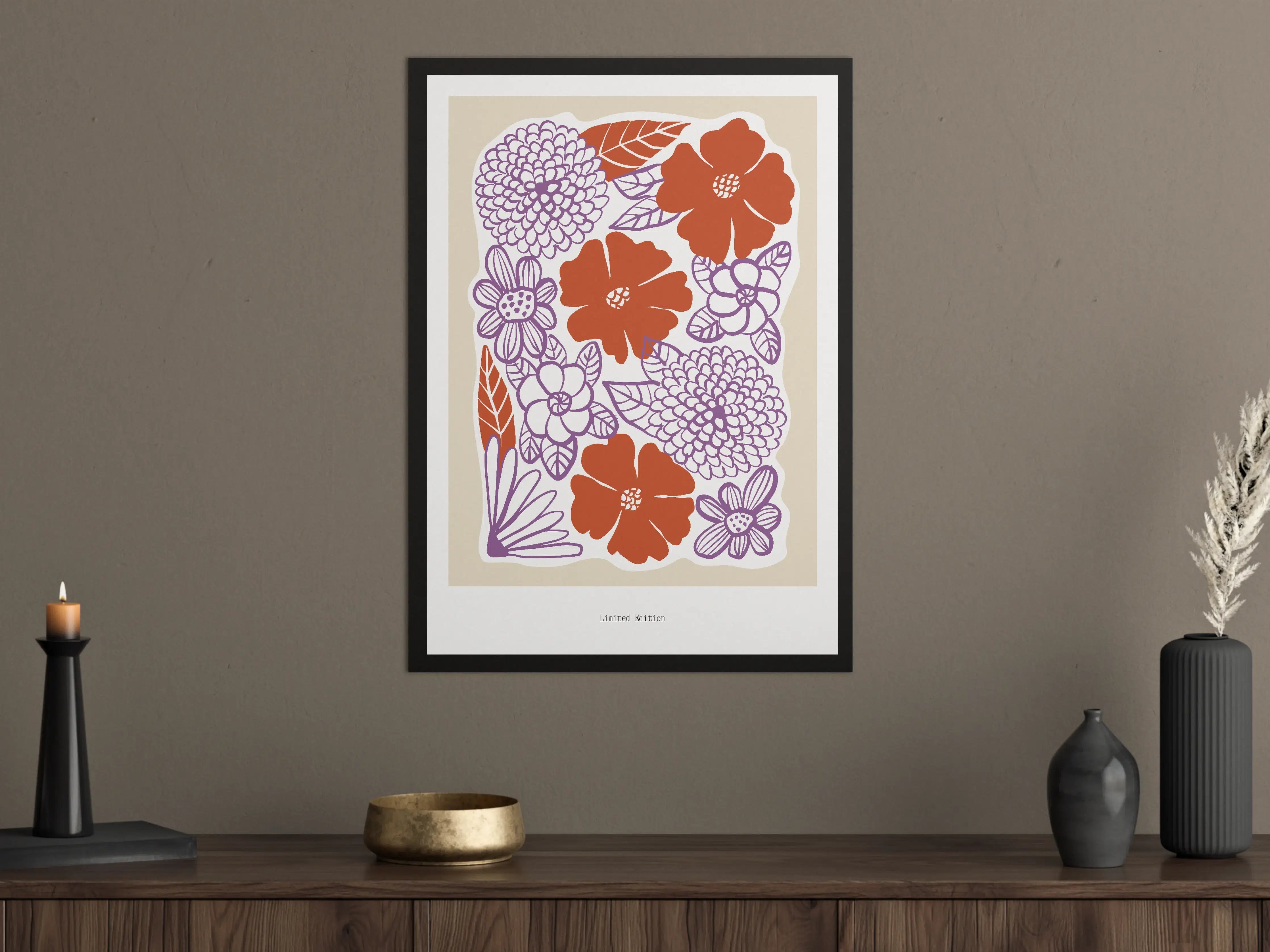 Große Wandbilder - Blumenmotive in Orange und Lila